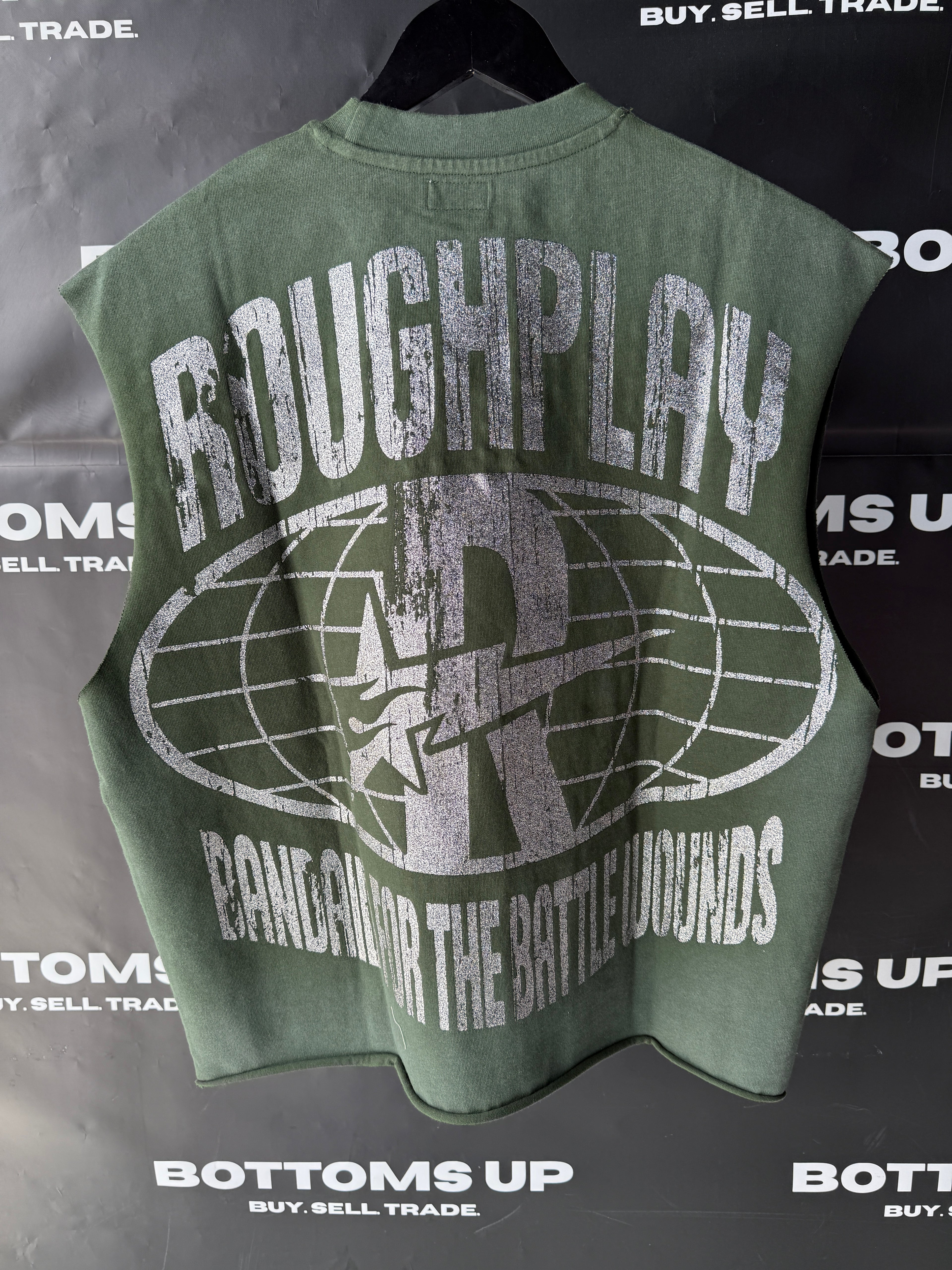 RoughPlay Warning Sleeveless Tank Top Shirt Green