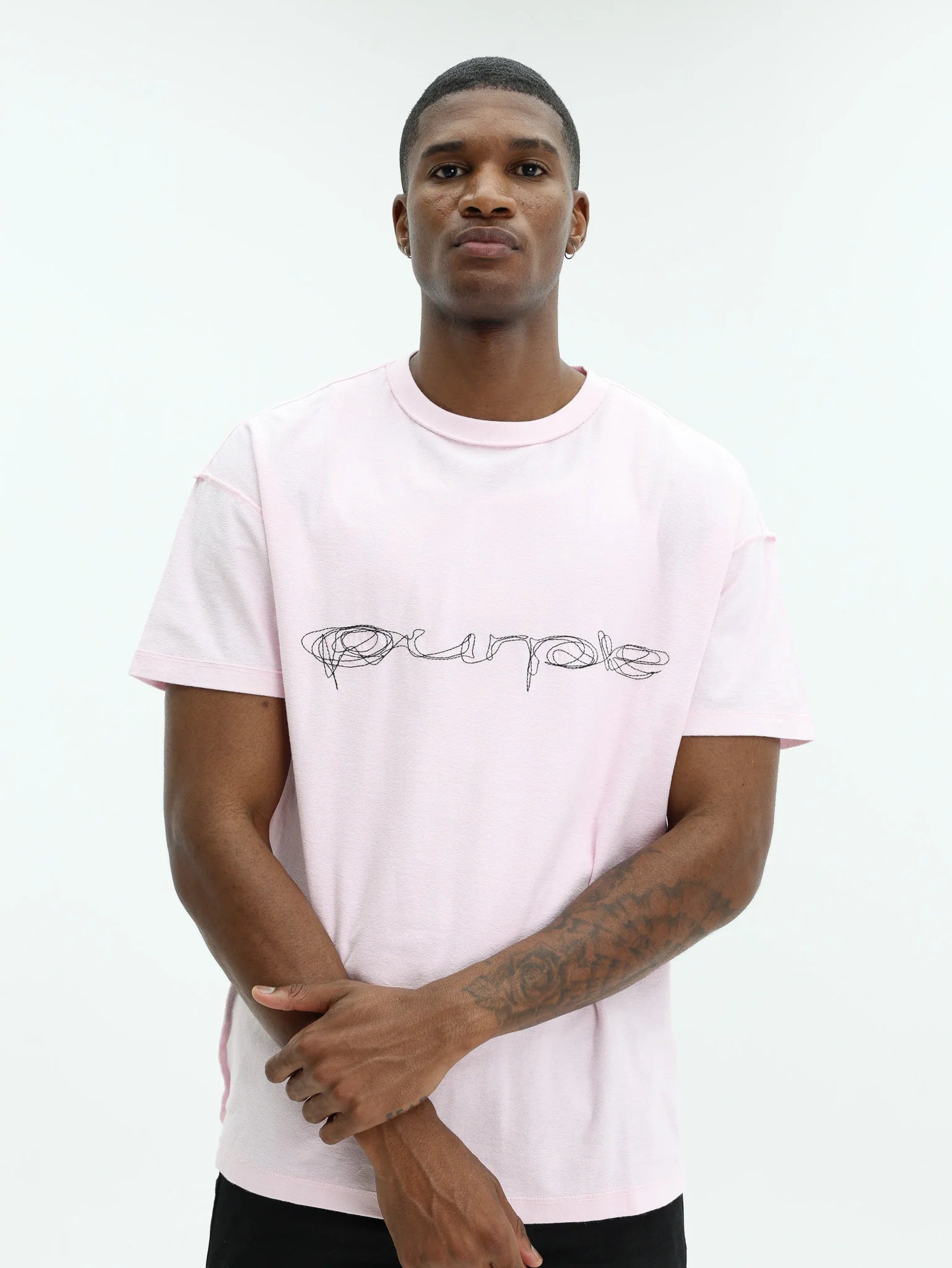 Purple Brand Cotton Logo Inside-out T-Shirt In Pink P101-TLLL425
