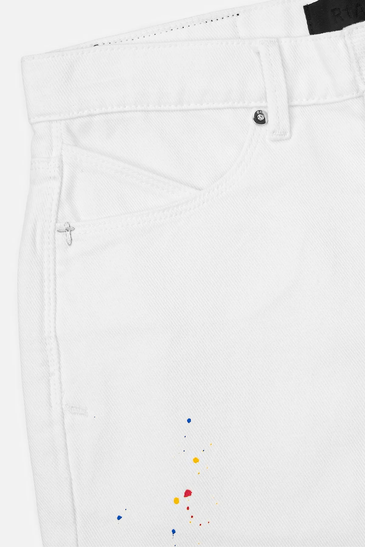 RTA Jamie Wide Leg Flare White Tri Paint Jean