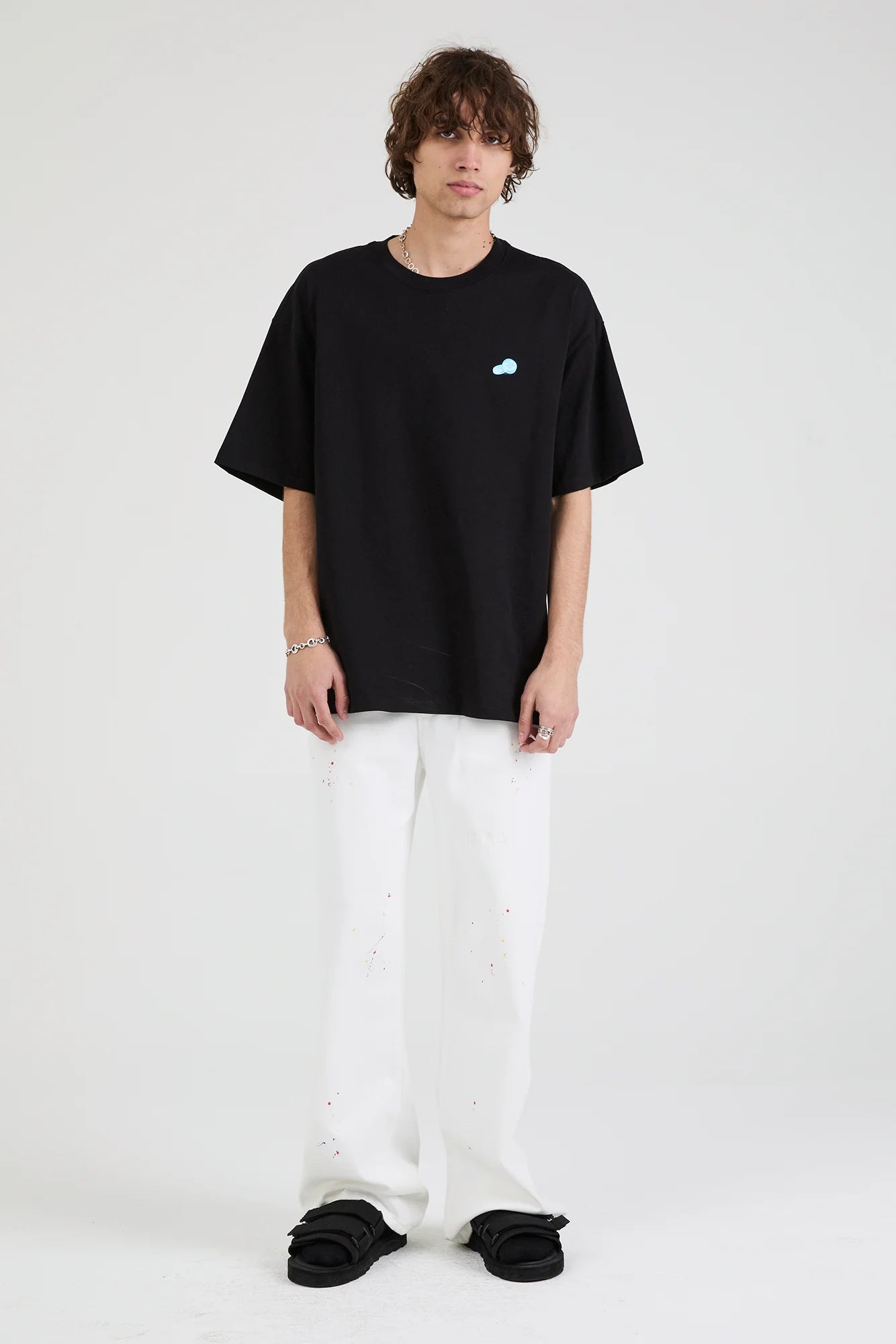 RTA Jamie Wide Leg Flare White Tri Paint Jean
