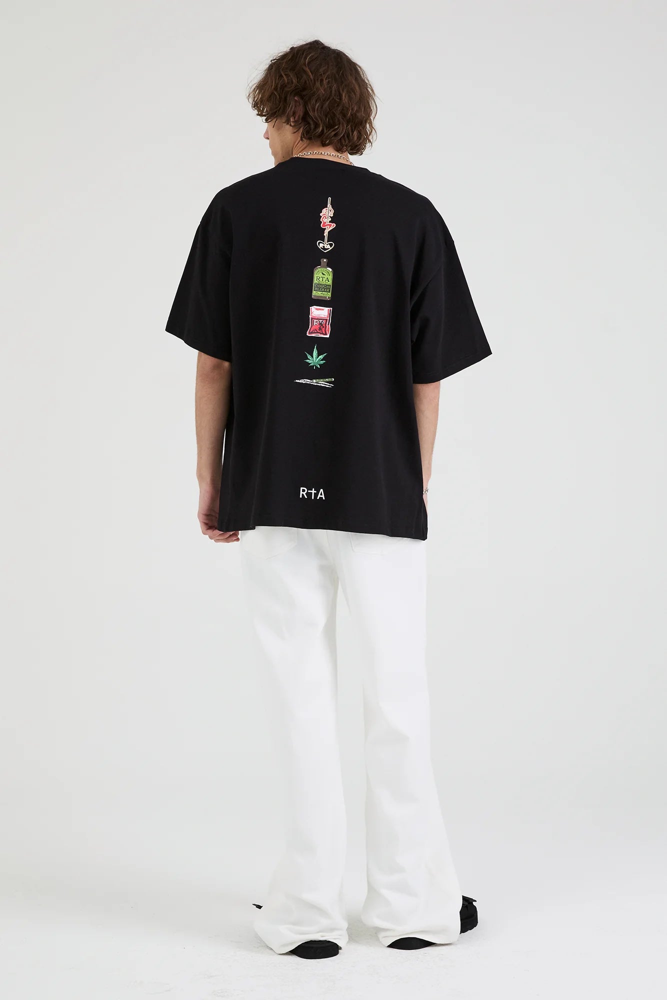 RTA Jamie Wide Leg Flare White Tri Paint Jean