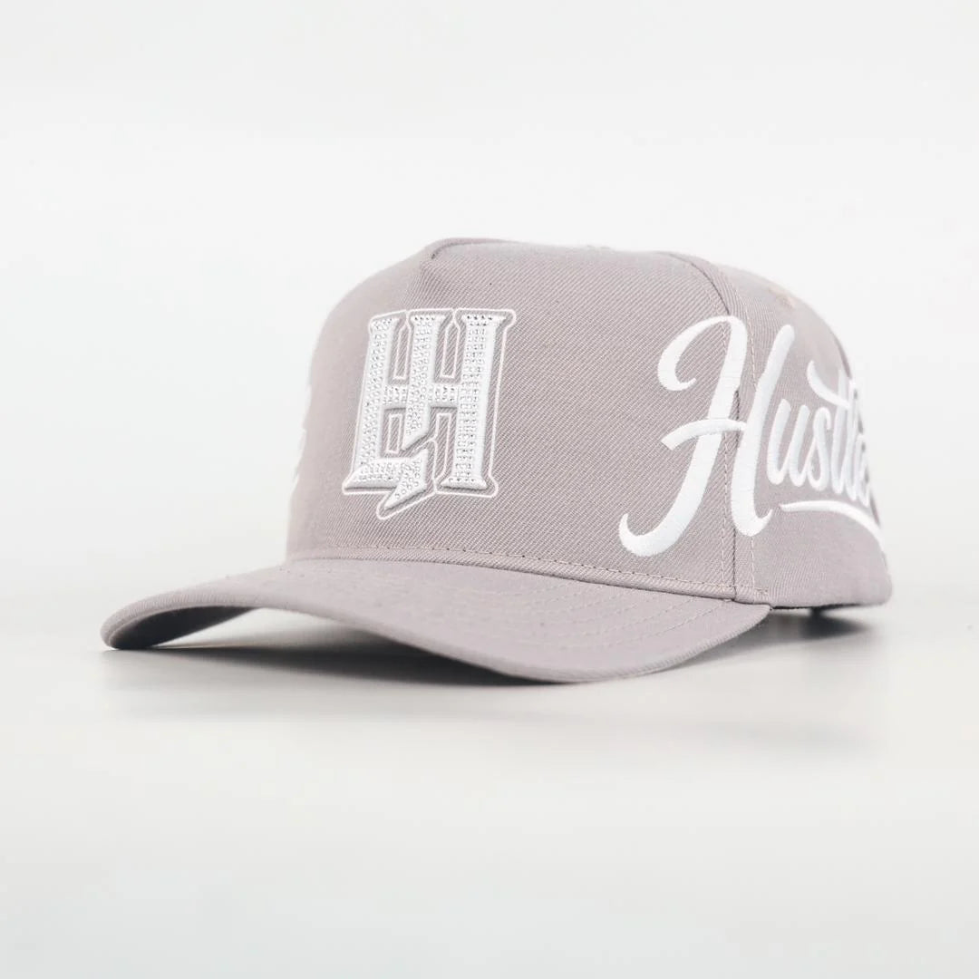 Life Hustlers Rhinestone Snapback Hat In Grey
