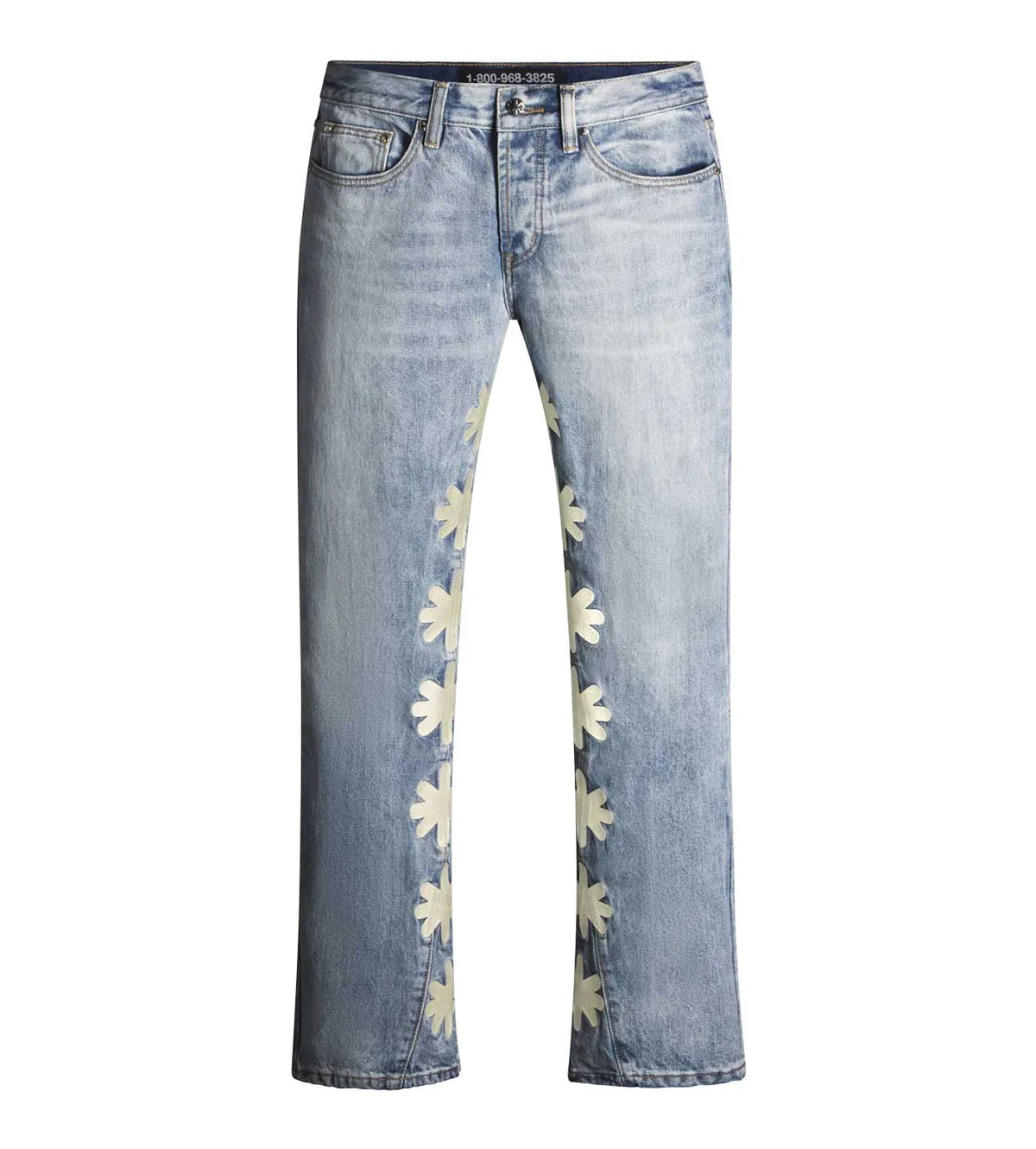 Lost Shdws Studded Sun Logo Denim Jeans In Blue/Bone