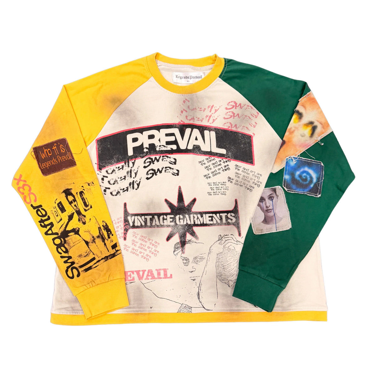 Legends Prevail Swag Color Block Long Sleeve Cream/Green