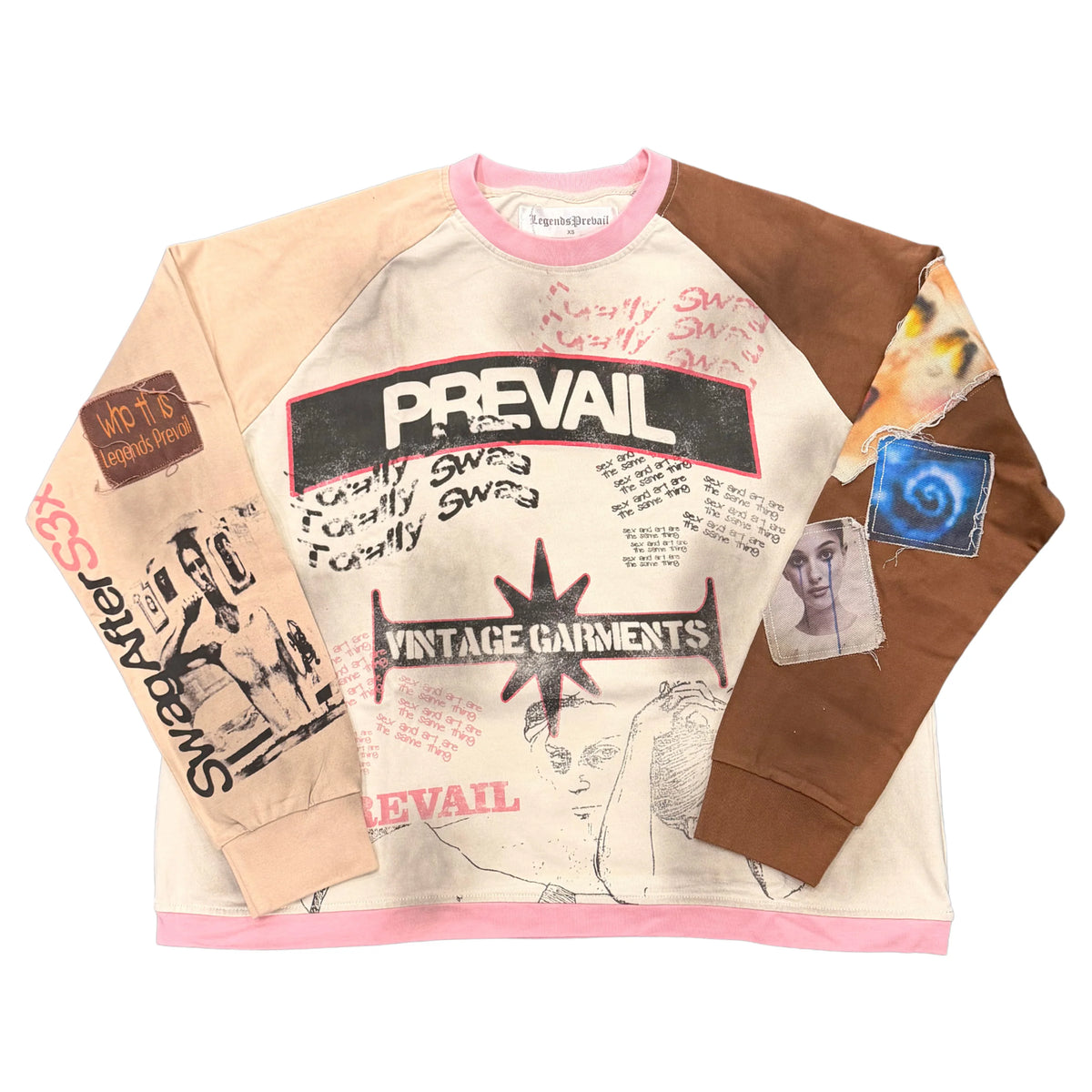 Legends Prevail Swag Color Block Long Sleeve Cream/Brown