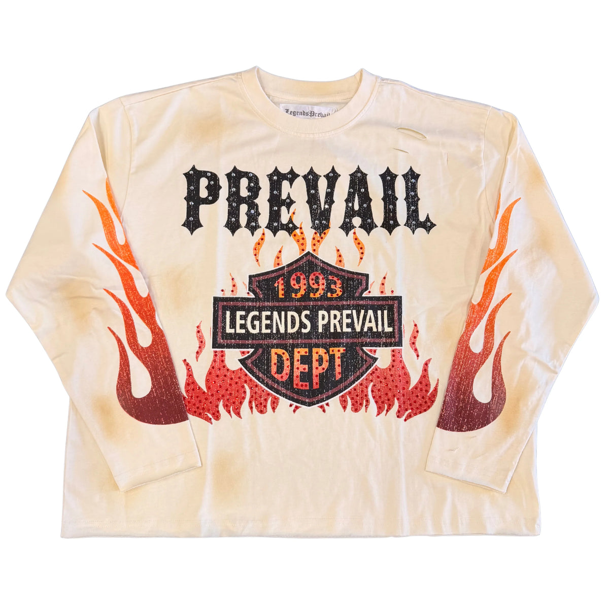 Legends Prevail Moto Flames Long Sleeve White/Orange