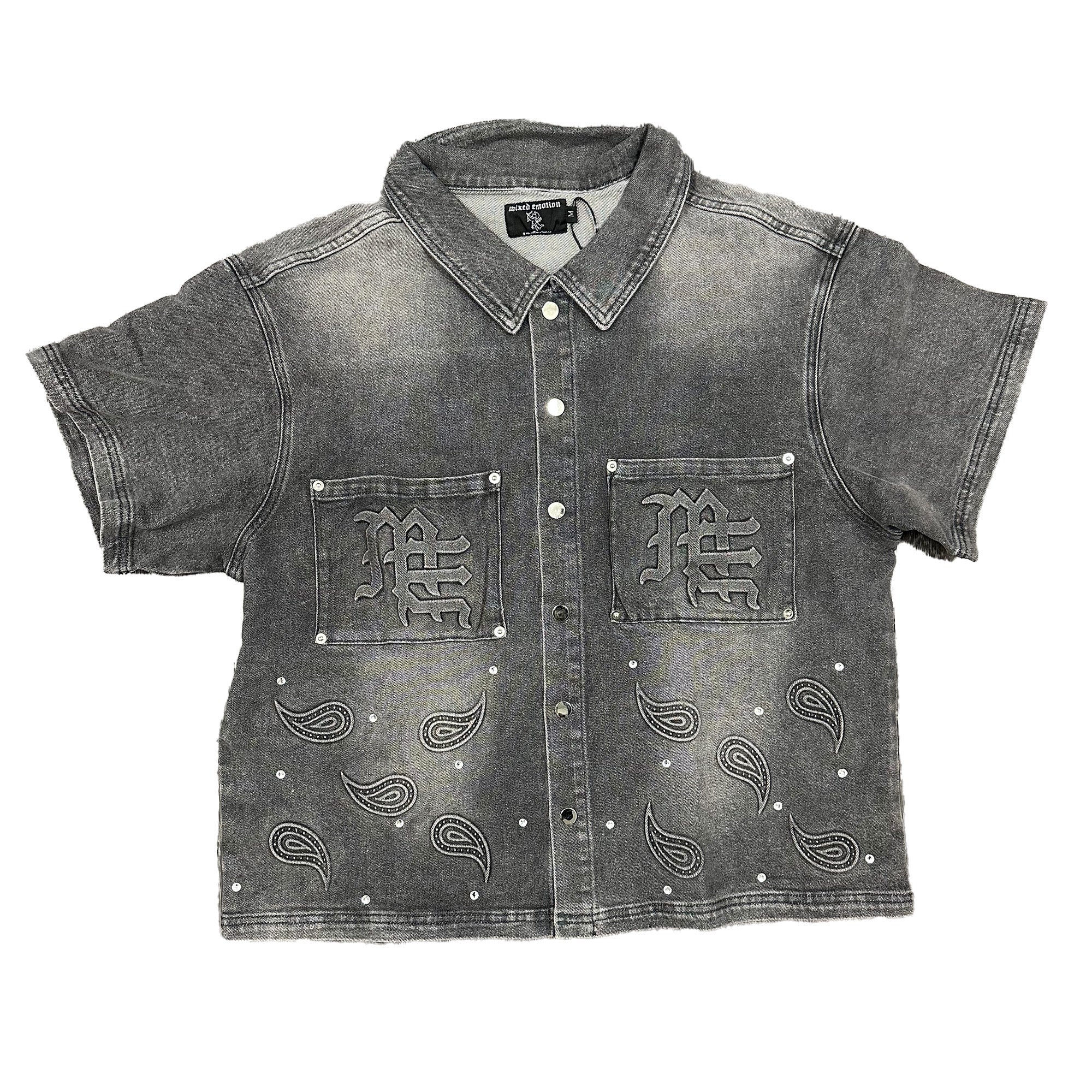 Mixed Emotion Paisley' Denim Grey Shirt