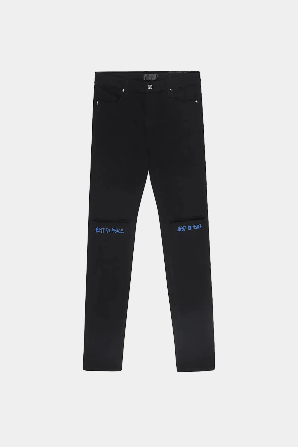 RTA Bryant Ripped Skinny Jean Black Blue  Rest In Peace