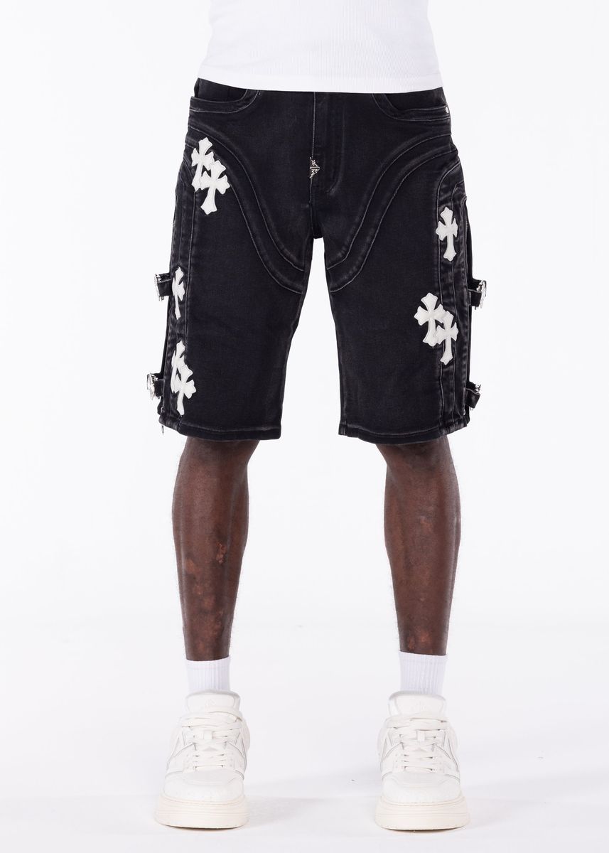Guapi Obsidian Black Cross Buckle Shorts