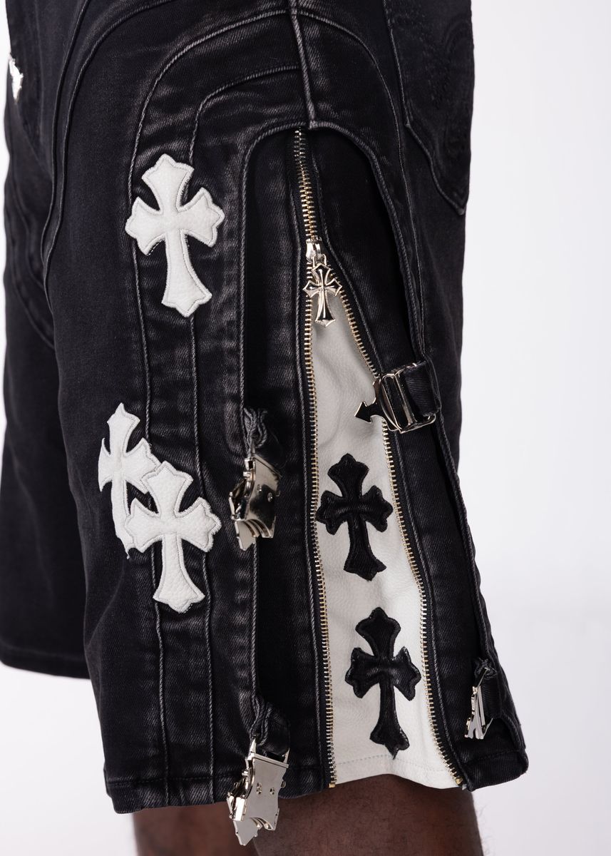 Guapi Obsidian Black Cross Buckle Shorts