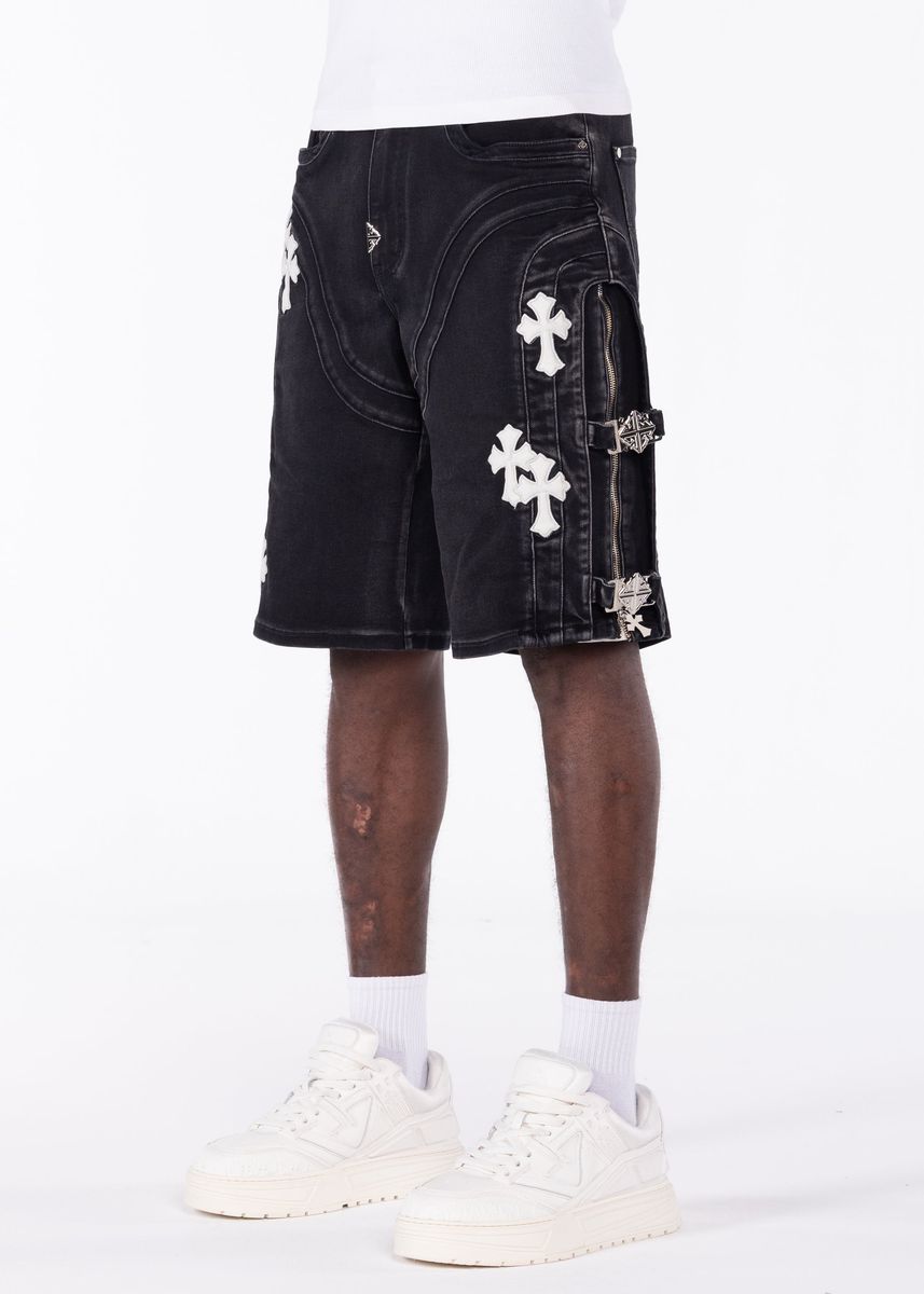 Guapi Obsidian Black Cross Buckle Shorts