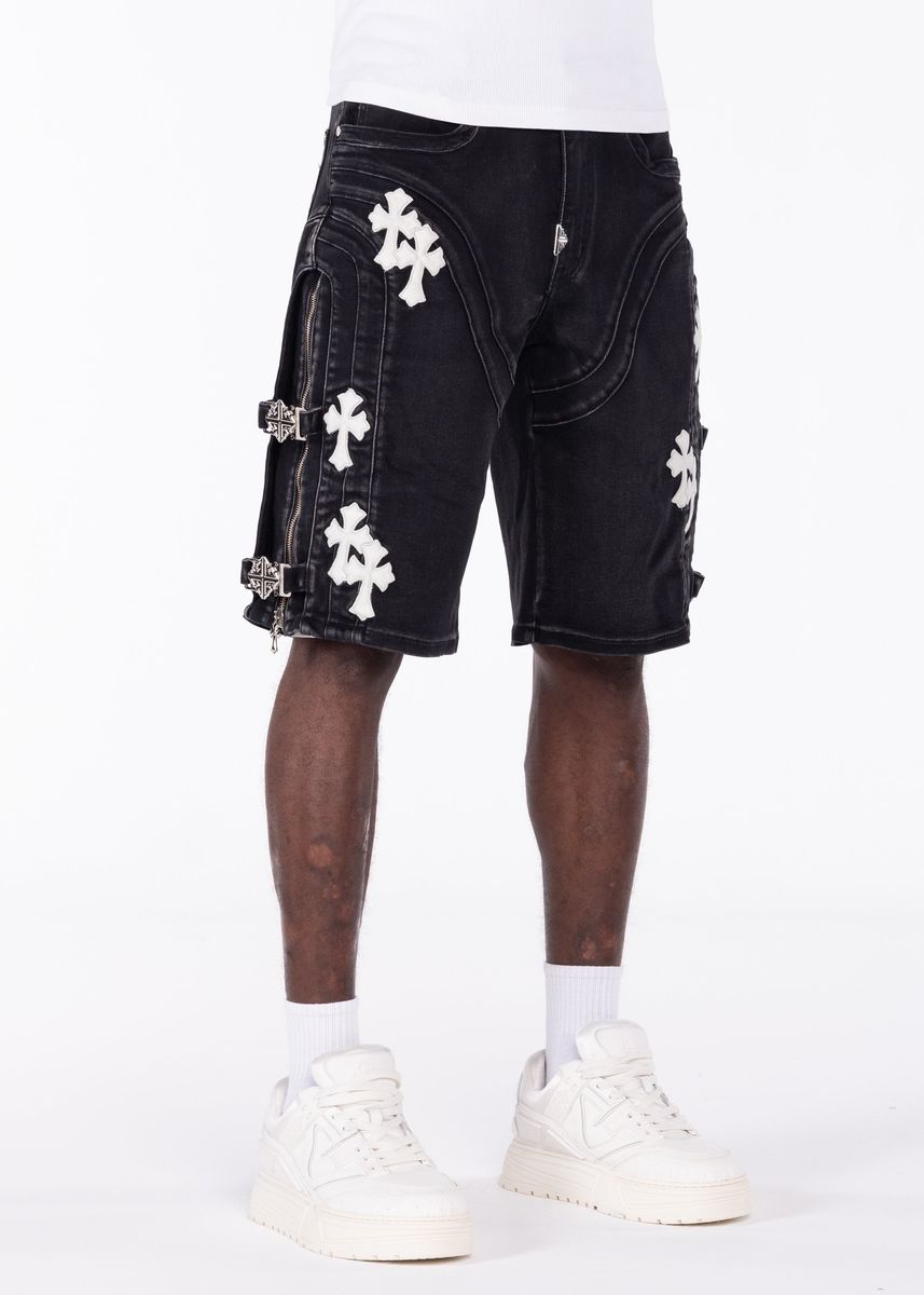 Guapi Obsidian Black Cross Buckle Shorts