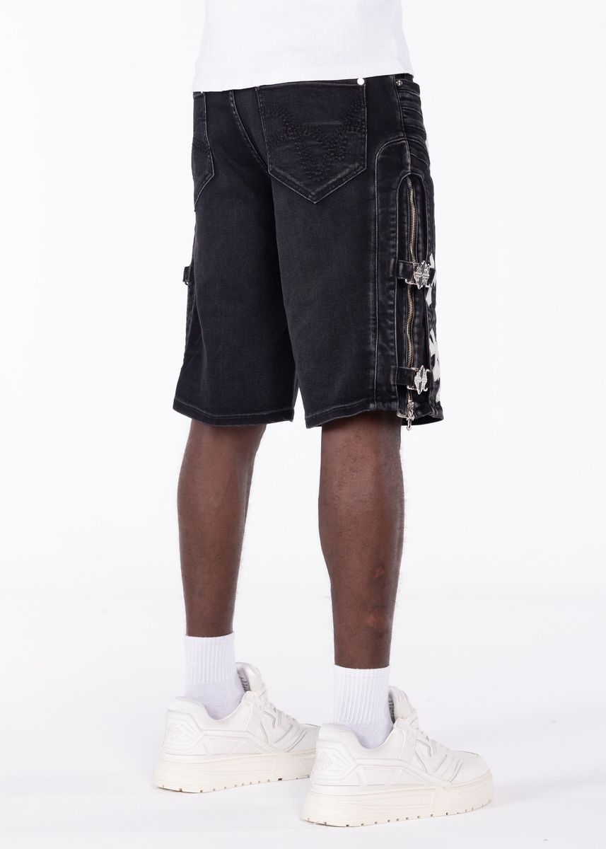 Guapi Obsidian Black Cross Buckle Shorts