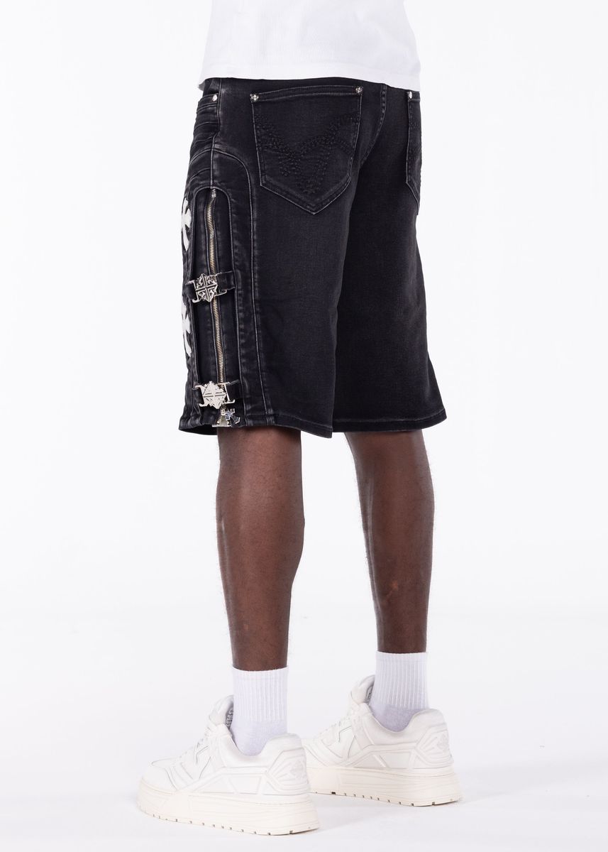 Guapi Obsidian Black Cross Buckle Shorts