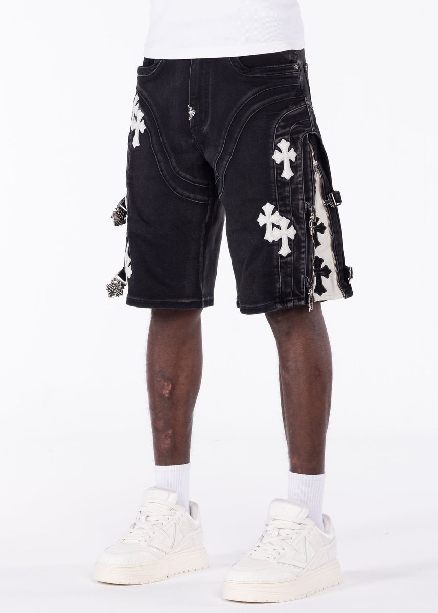 Guapi Obsidian Black Cross Buckle Shorts