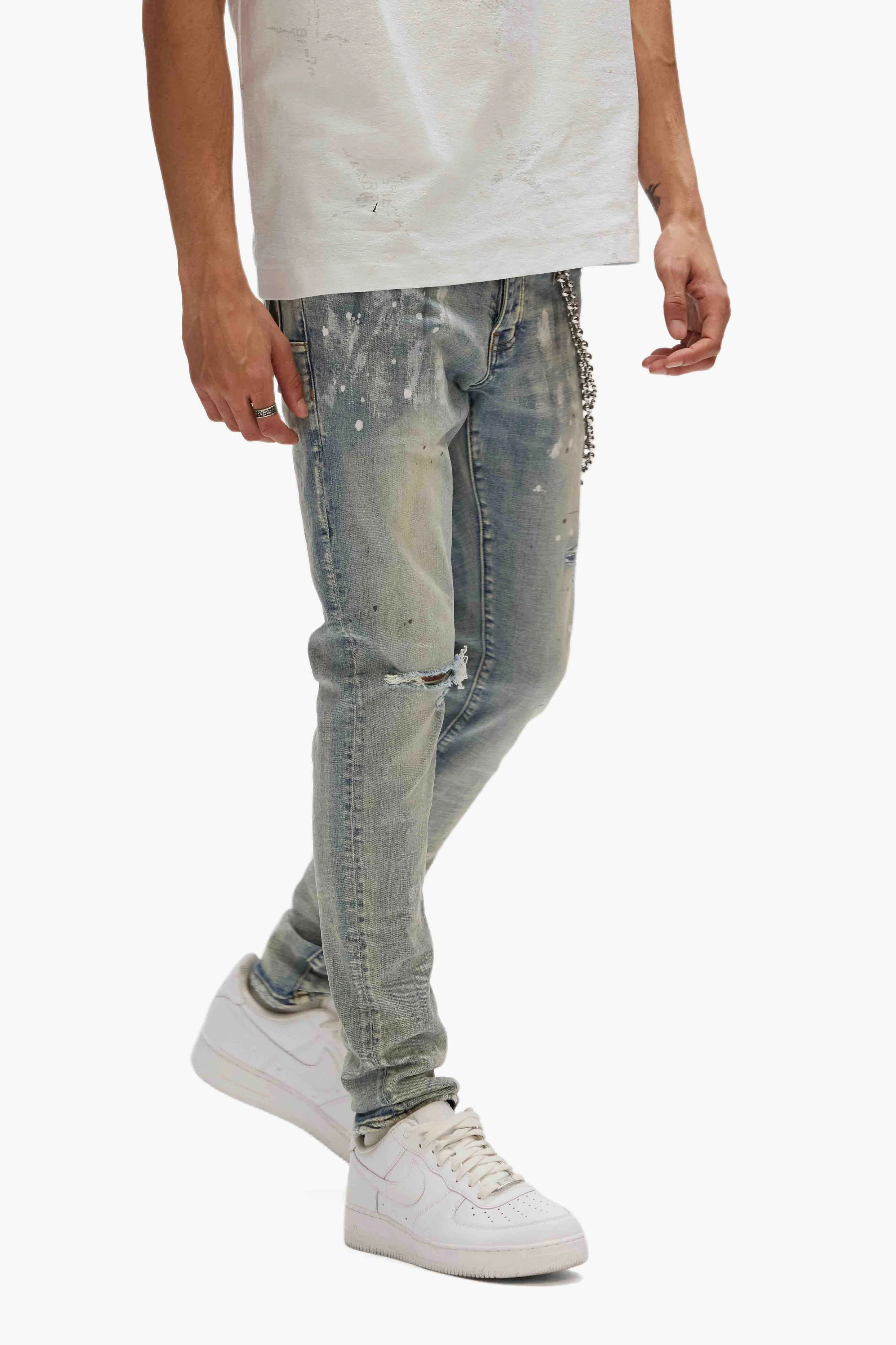 Purple Brand Paint Blowout Jeans Light Indigo P001 LIA