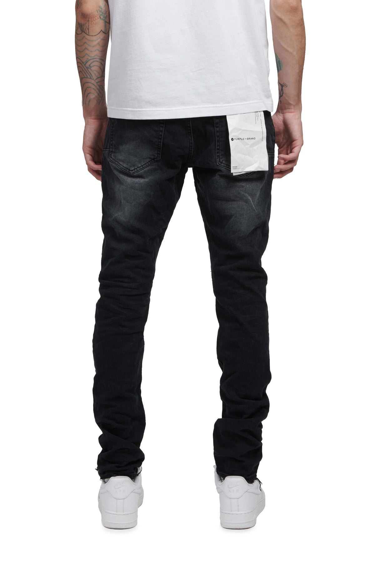 Purple Brand Black Repair Dropped Fit Jeans Black P002-BLR
