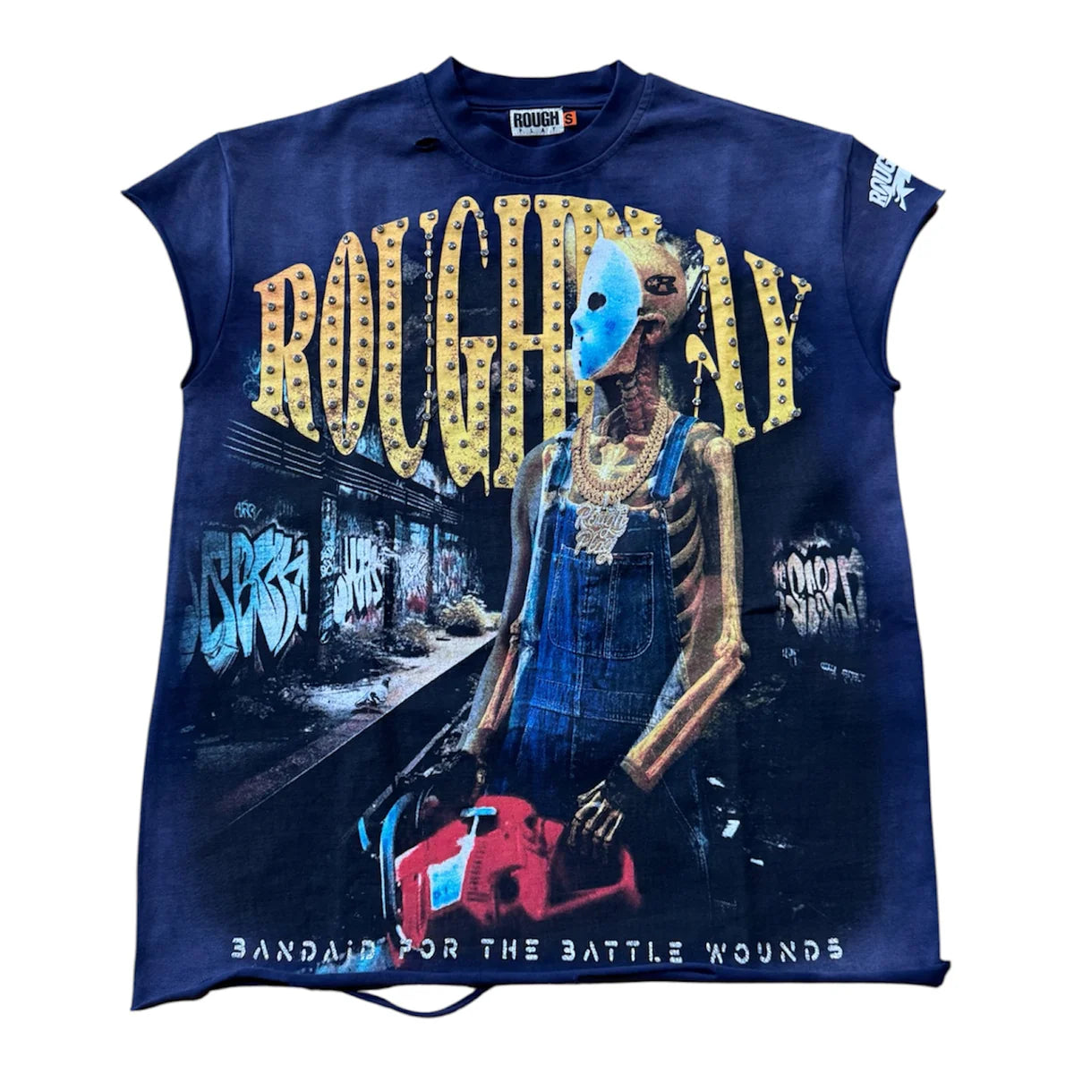 RoughPlay Chainsaw Sleeveless T-Shirt In Blue