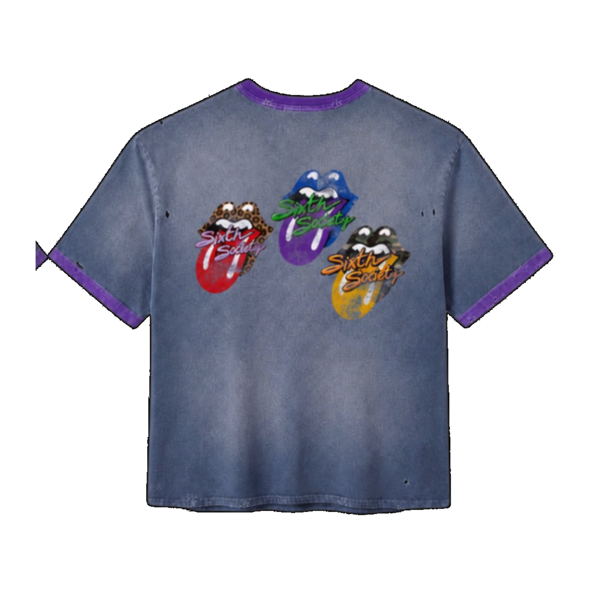 Sixth Society Triple Licks Short Sleeve T-Shirt In Blue