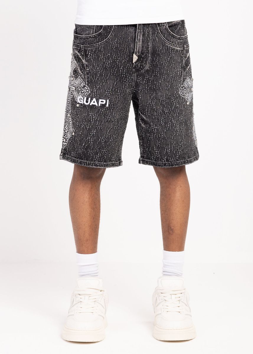 Guapi Vintage Black Distressed Denim Shorts