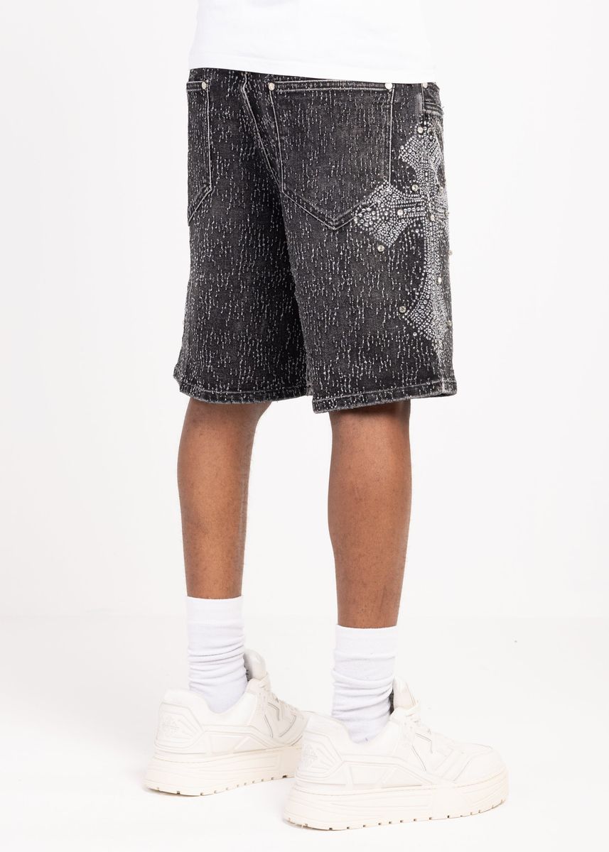 Guapi Vintage Black Distressed Denim Shorts
