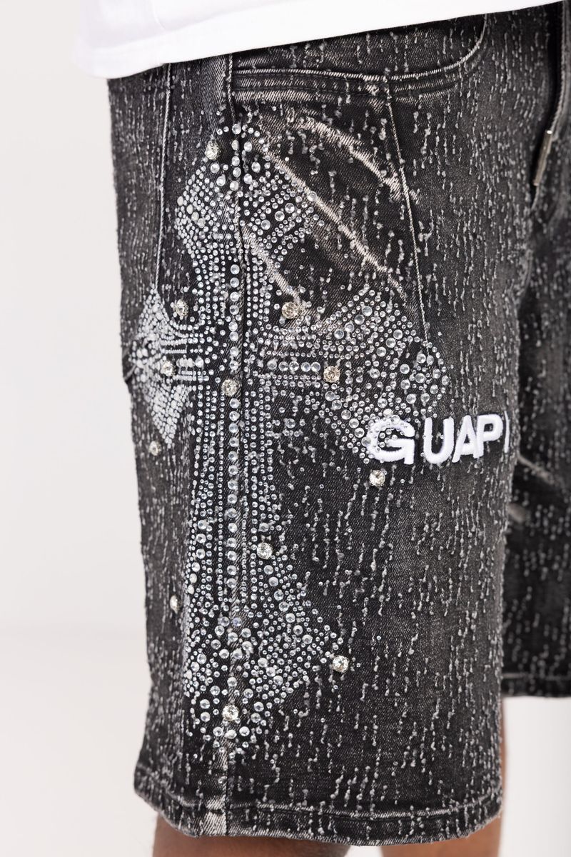 Guapi Vintage Black Distressed Denim Shorts