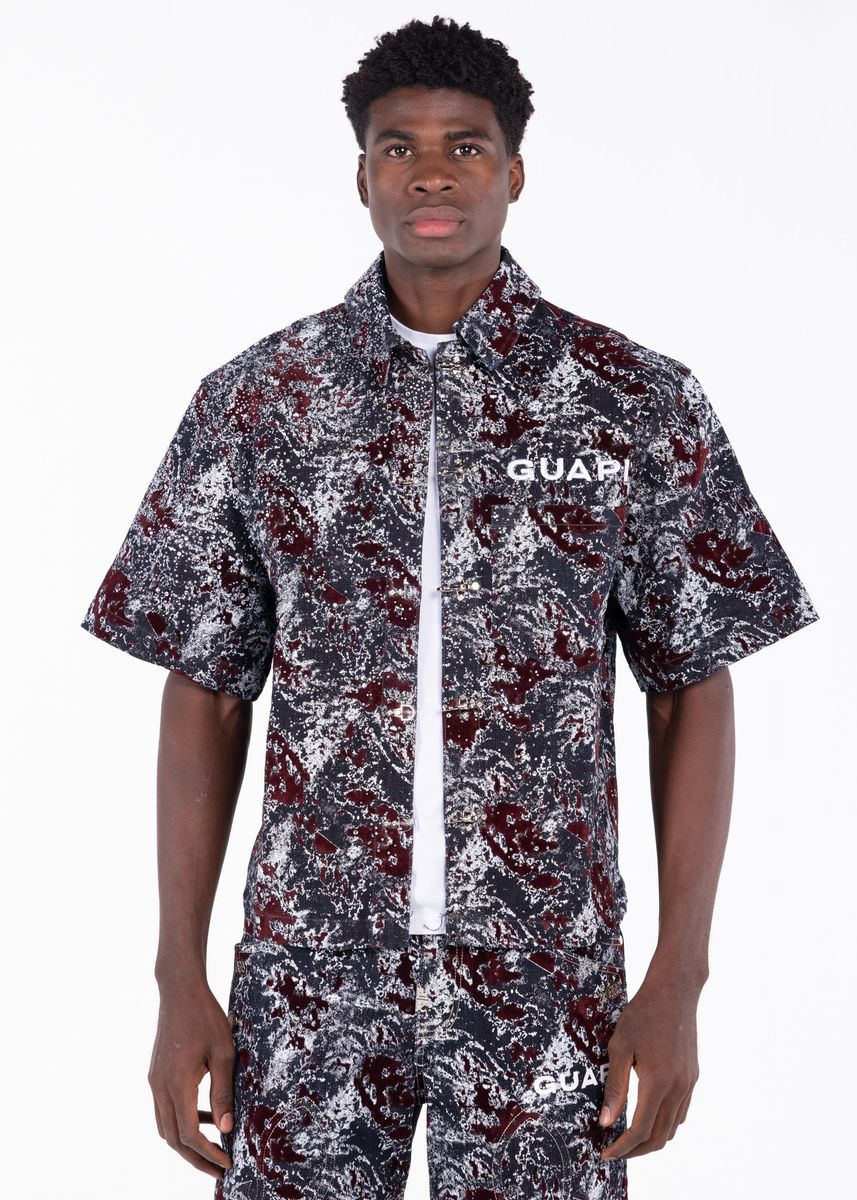 Guapi Wine Red Laser Velvet Shirt