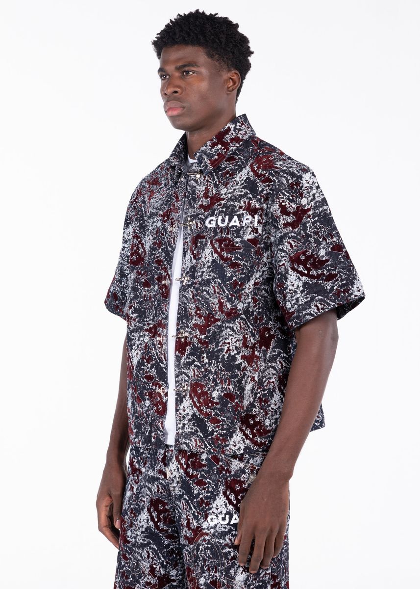Guapi Wine Red Laser Velvet Shirt