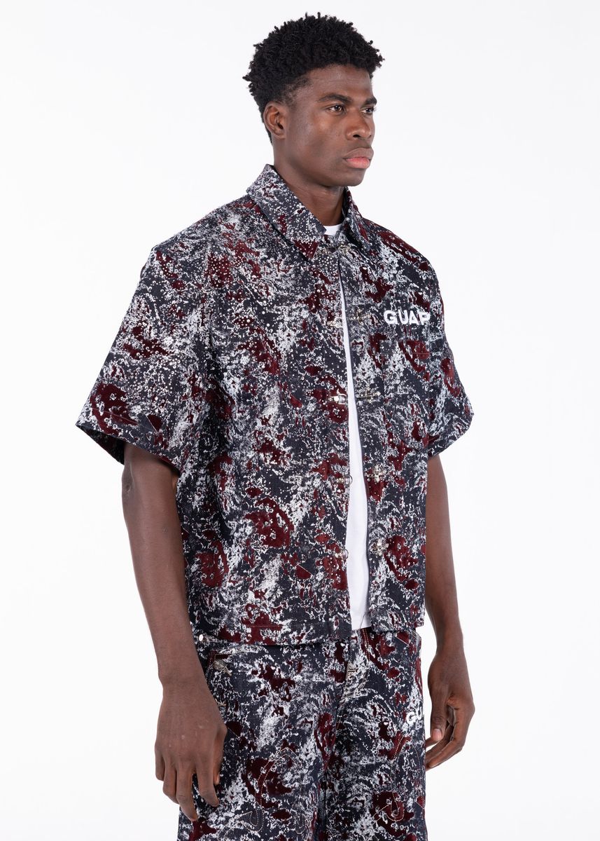 Guapi Wine Red Laser Velvet Shirt