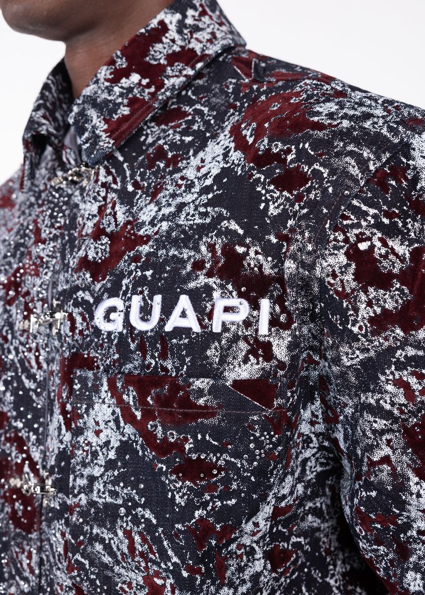 Guapi Wine Red Laser Velvet Shirt