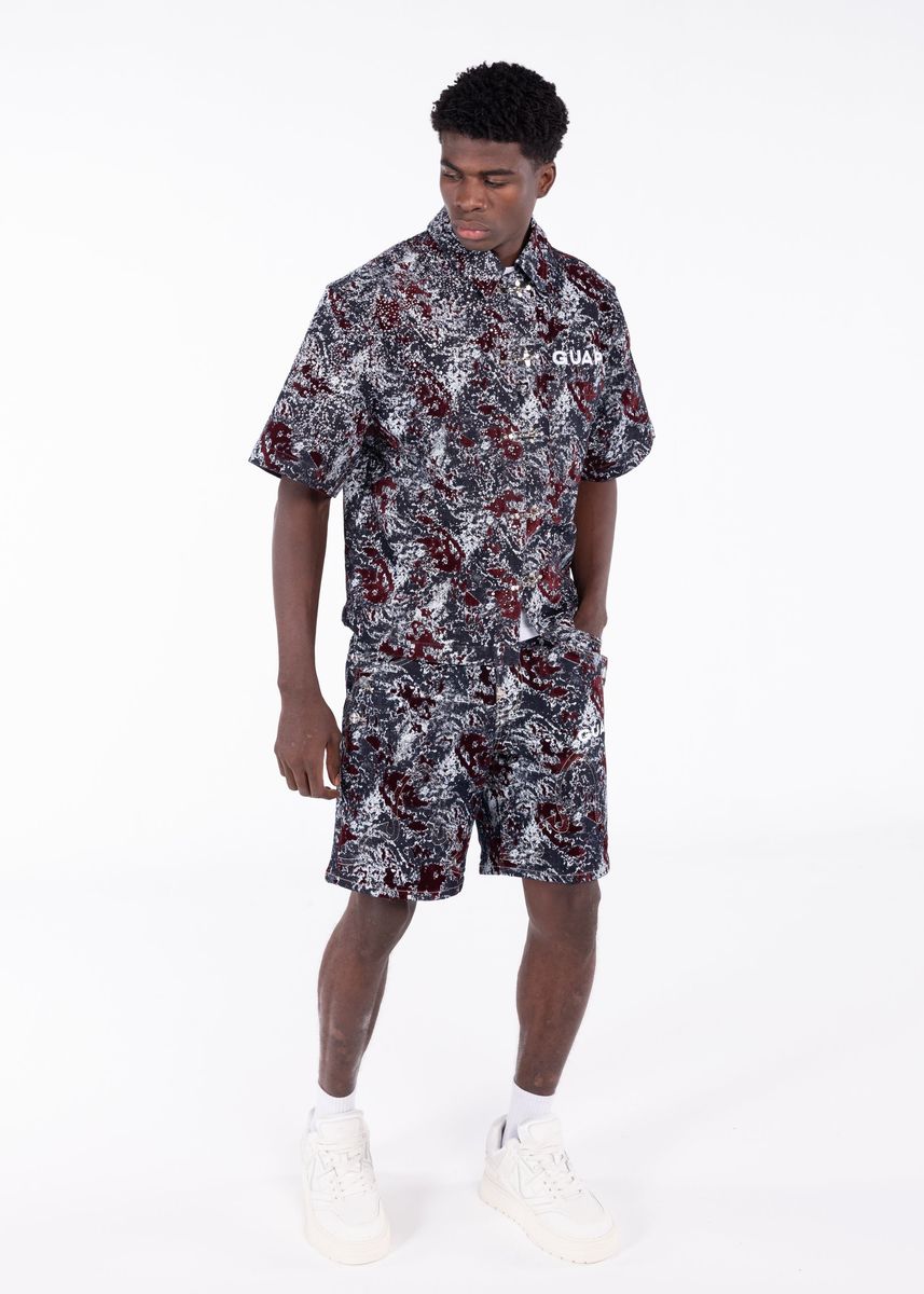 Guapi Wine Red Laser Velvet Shirt