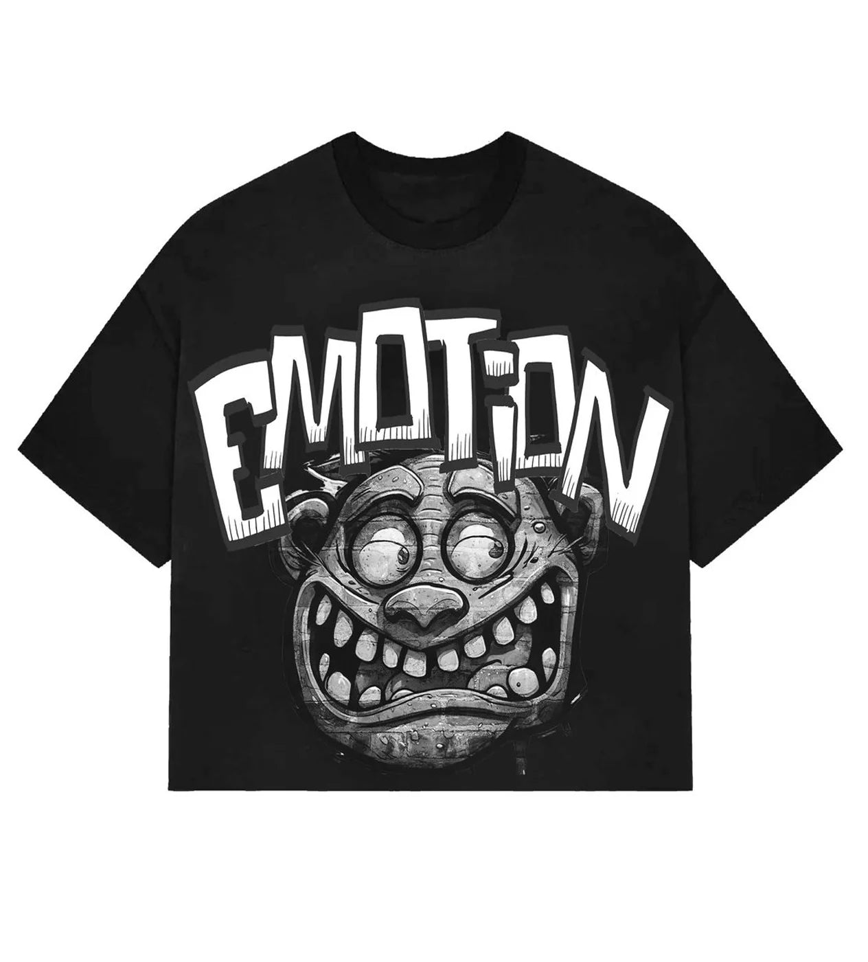 Mixed Emotion Black Monster cropped T-Shirt