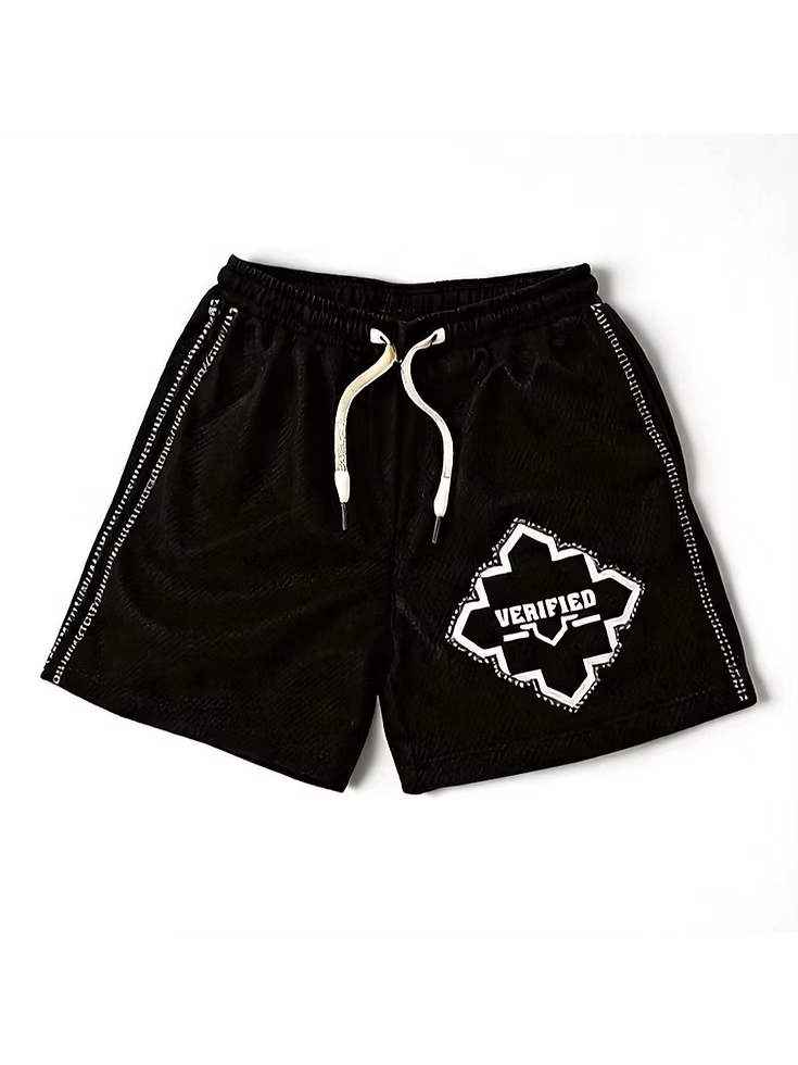 Verified Star Signature Shorts With Rhinestones