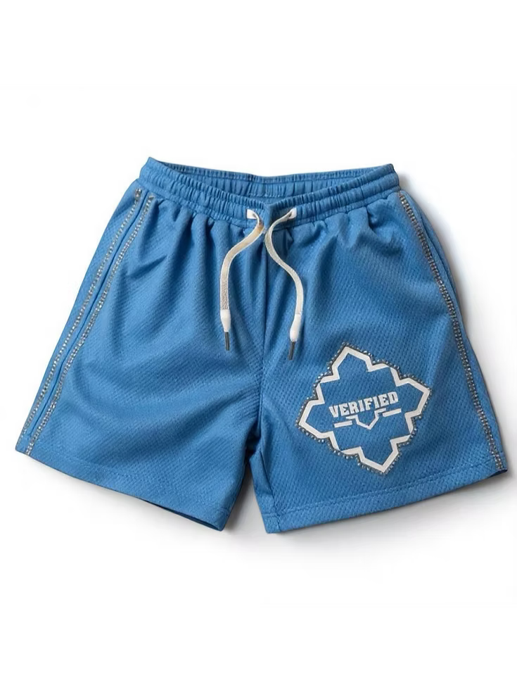 Verified Star Signature Shorts With Rhinestones