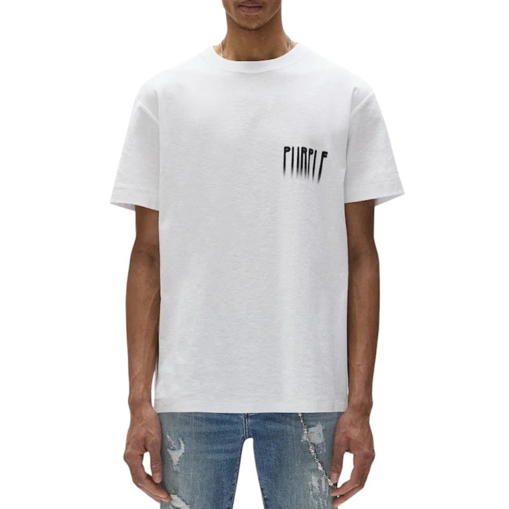 Purple Brand Blurred T-Shirt In White P104-TBWB325