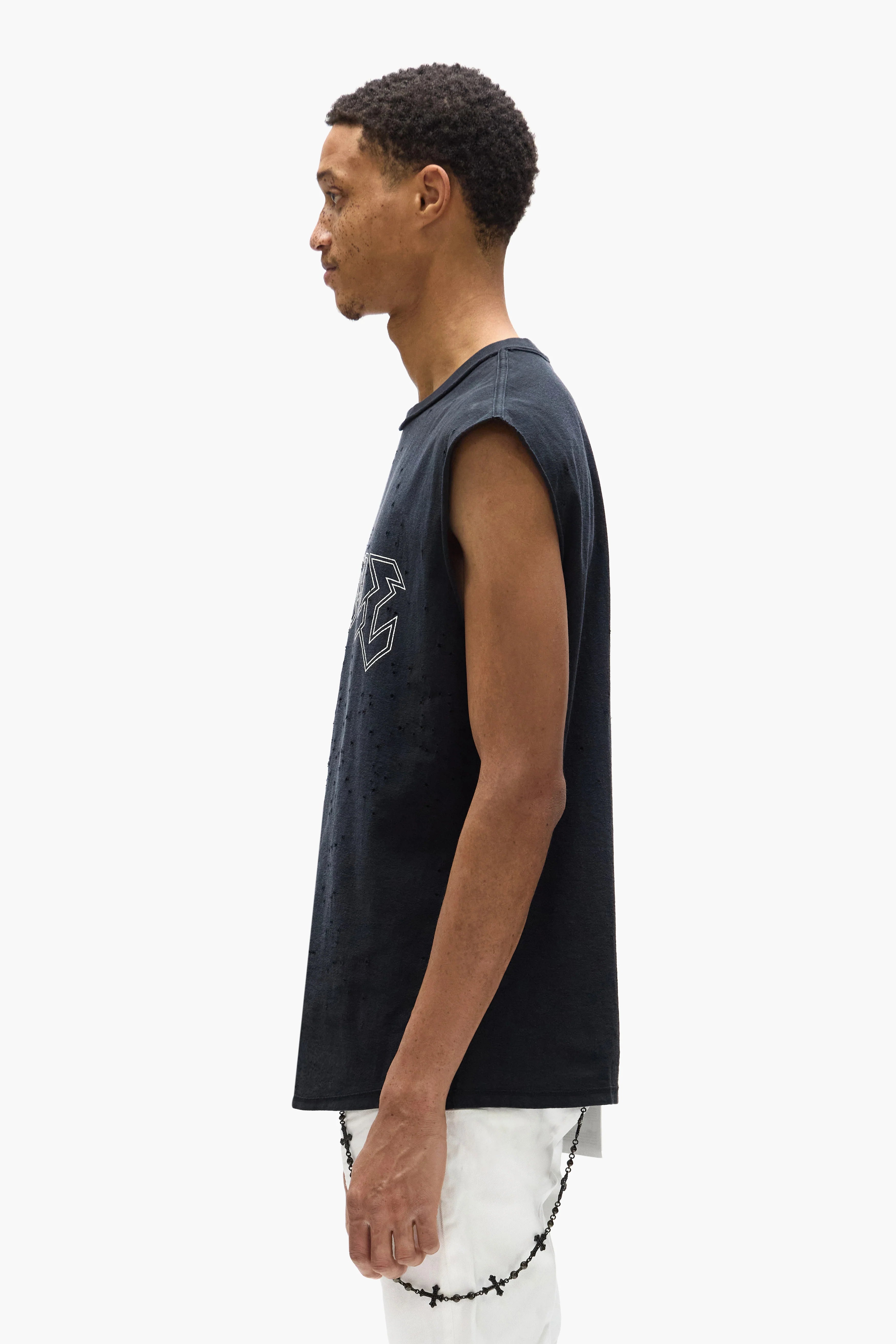 Purple Brand Sleeveless Metal Tank Top In Black