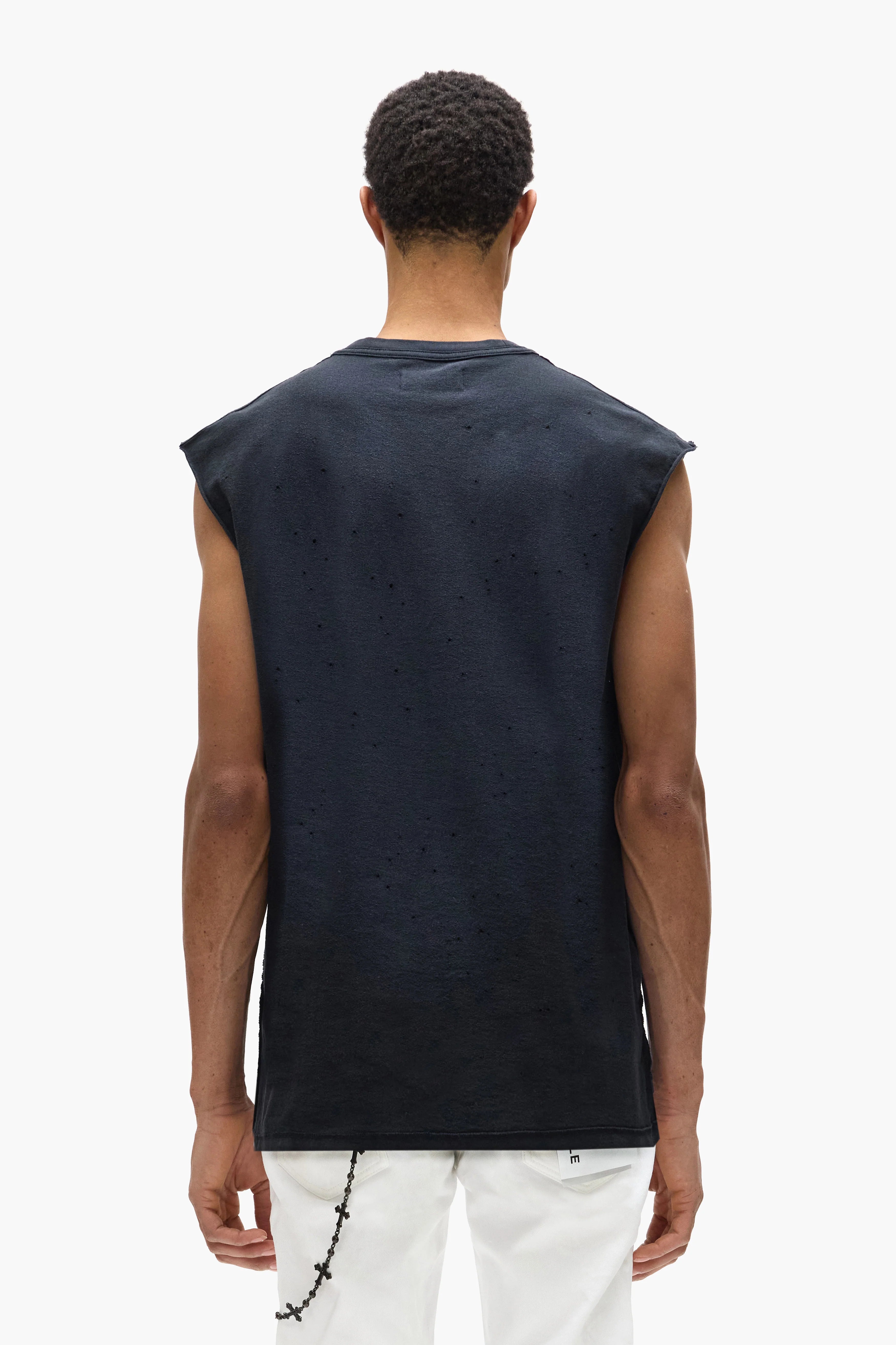 Purple Brand Sleeveless Metal Tank Top In Black