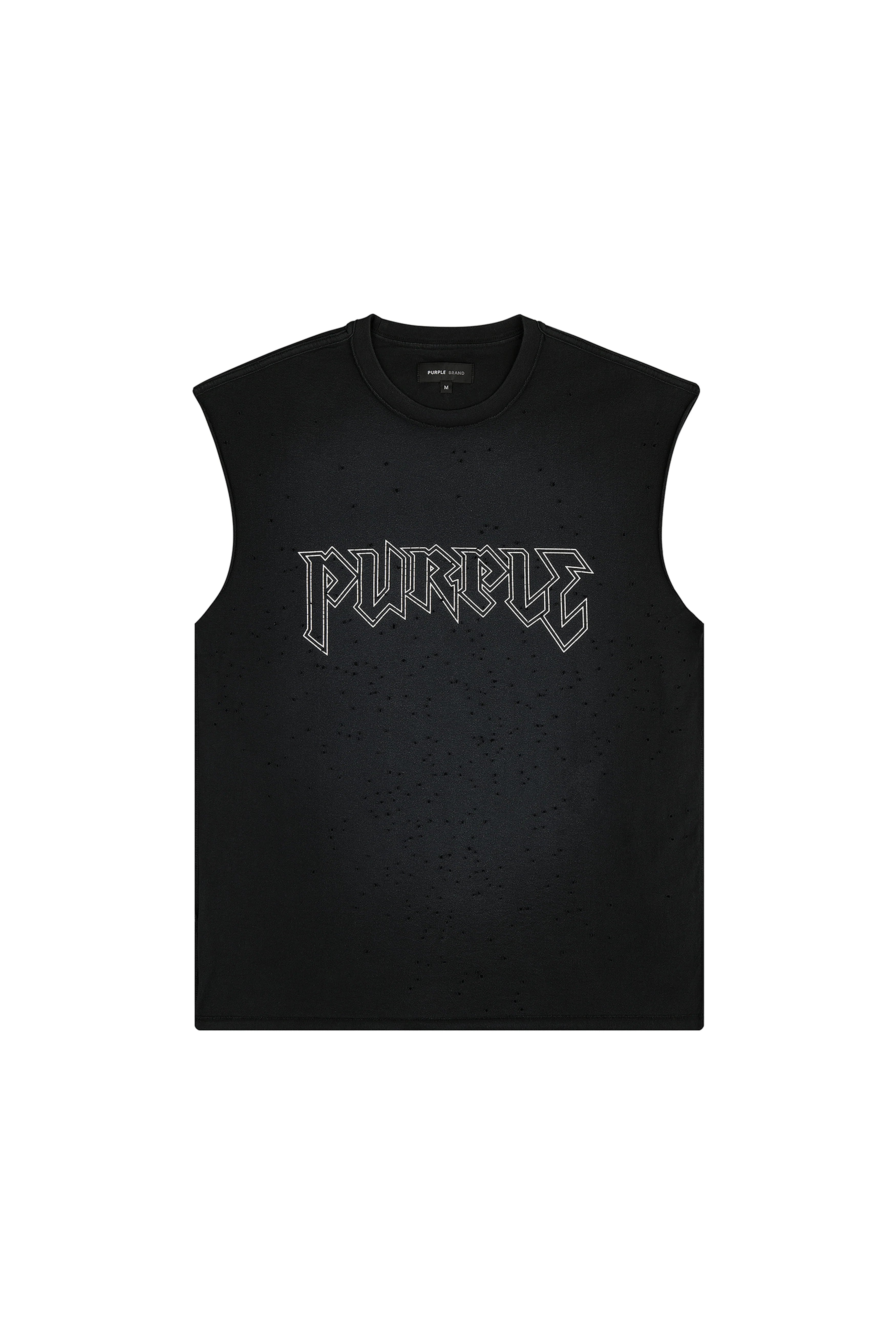 Purple Brand Sleeveless Metal Tank Top In Black