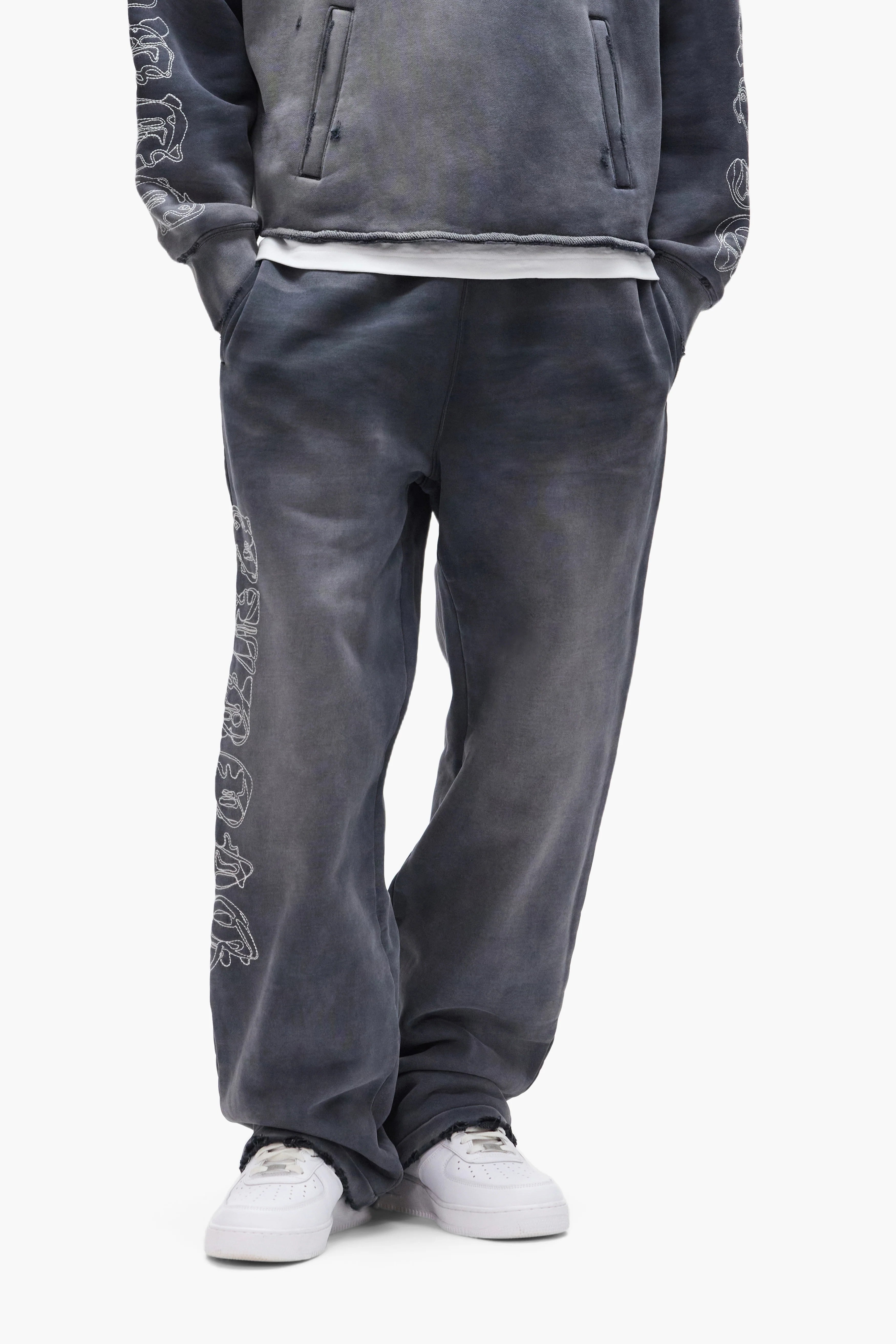 Purple Brand Outline Sweatpant In Black M4181-HFBG425