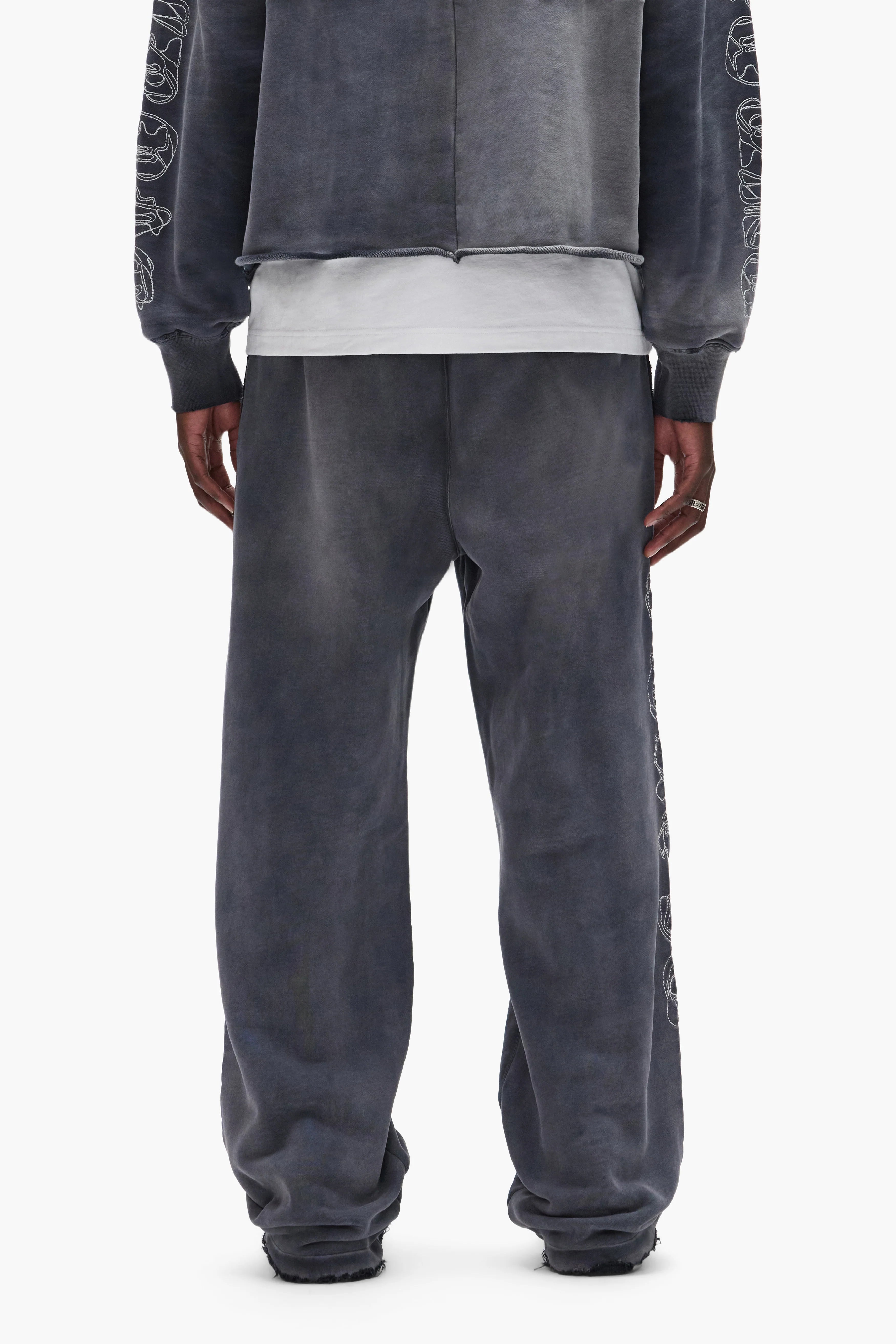Purple Brand Outline Sweatpant In Black M4181-HFBG425