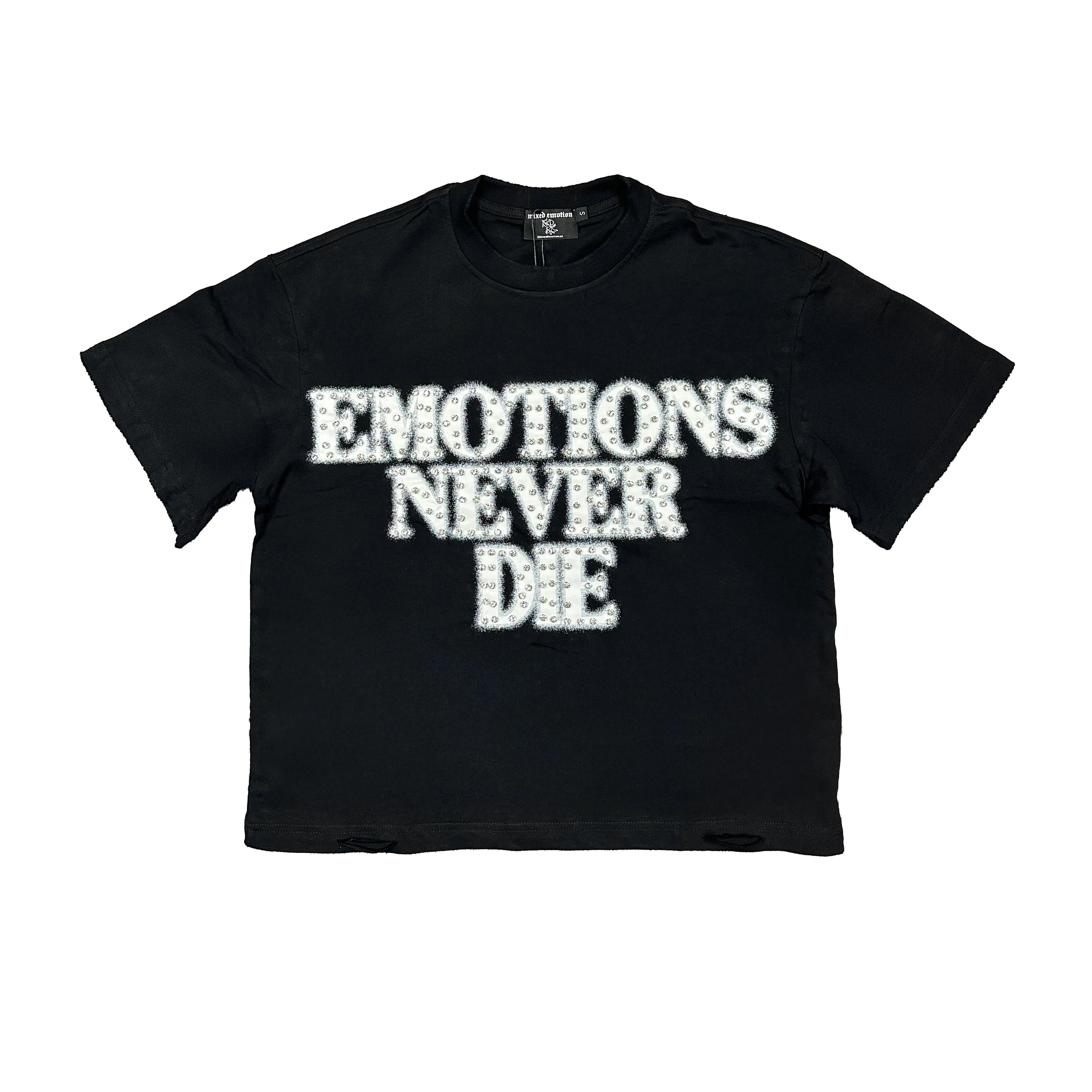 Mixed Emotion Black End Rhinestone T-Shirt