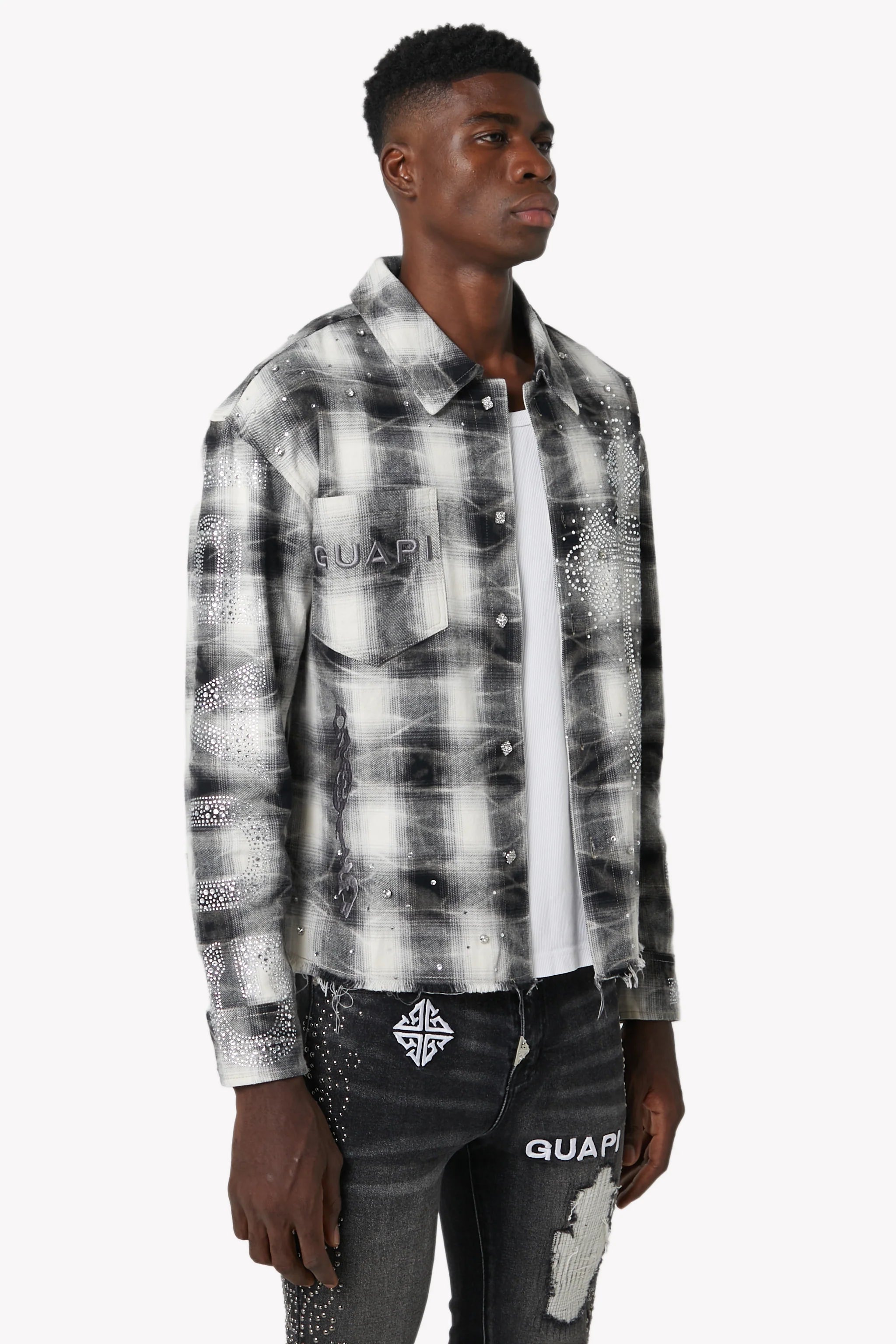 Guapi Cloud Grey Cross Flannel Shirt