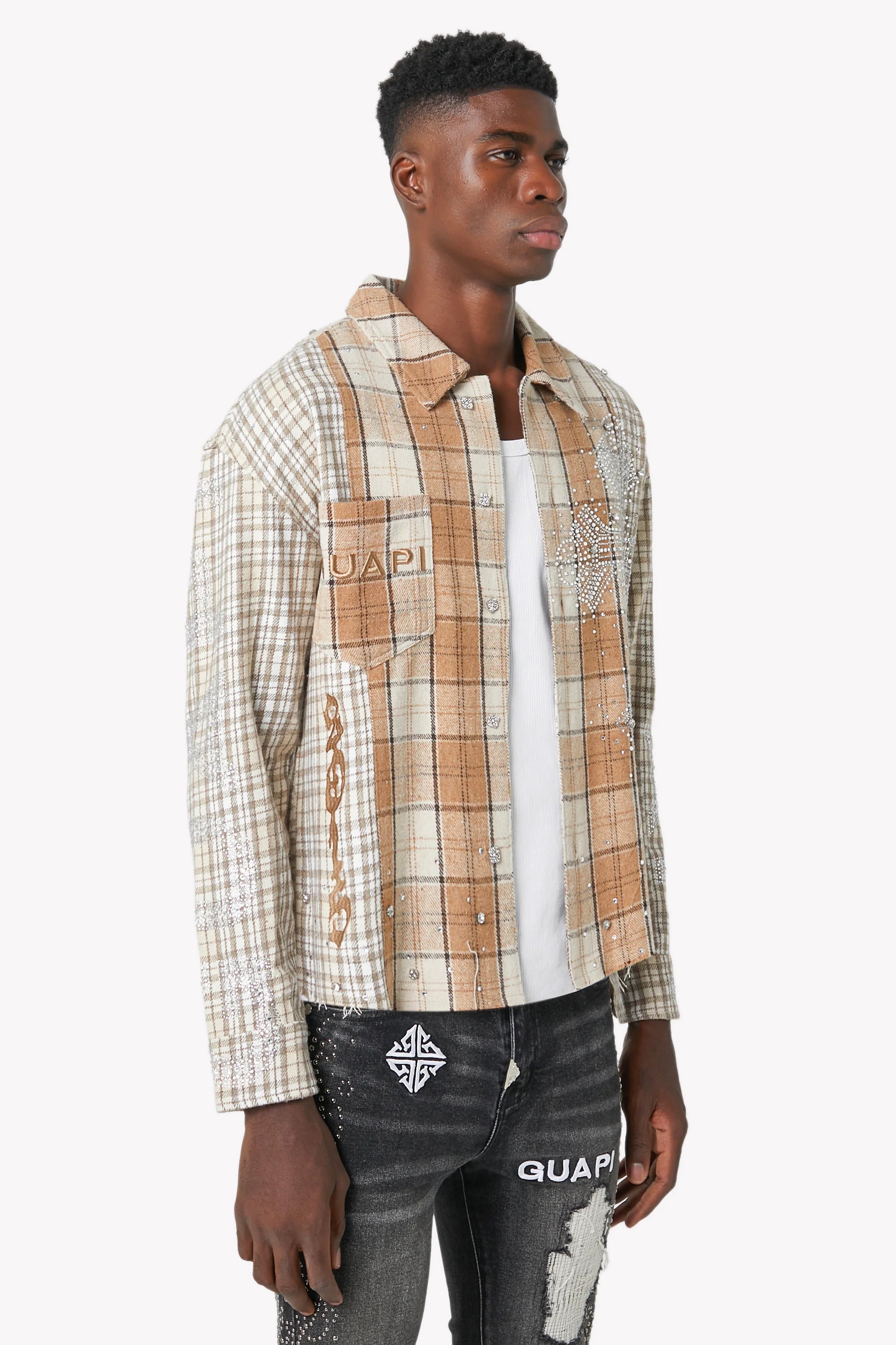 Guapi Cream Cross Flannel Shirt