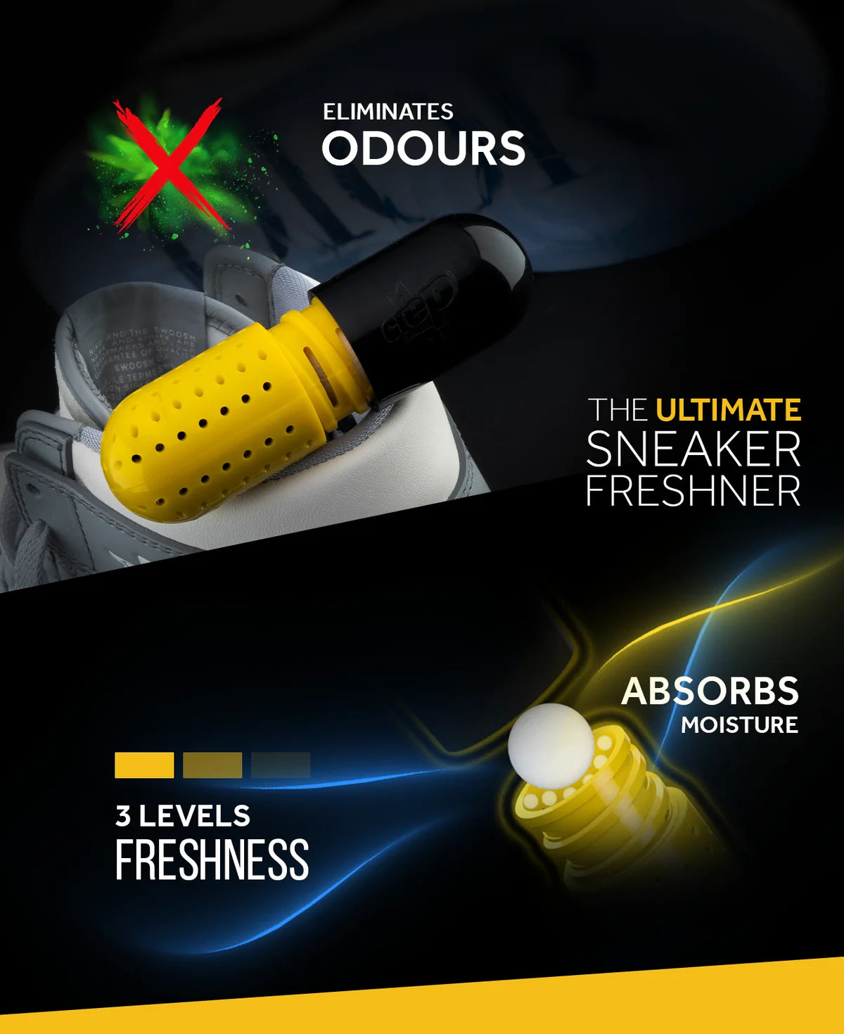 Crep Protect Pill Shoe Refresher - Ultimate Sneaker Deodorant, Odor Eliminator, Fresh Cotton Fragrance (Pack of 2)