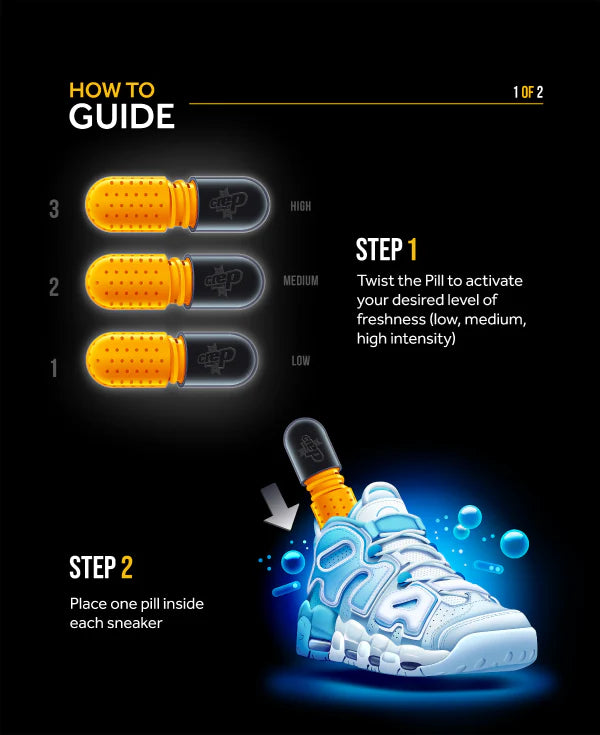 Crep Protect Pill Shoe Refresher - Ultimate Sneaker Deodorant, Odor Eliminator, Fresh Cotton Fragrance (Pack of 2)