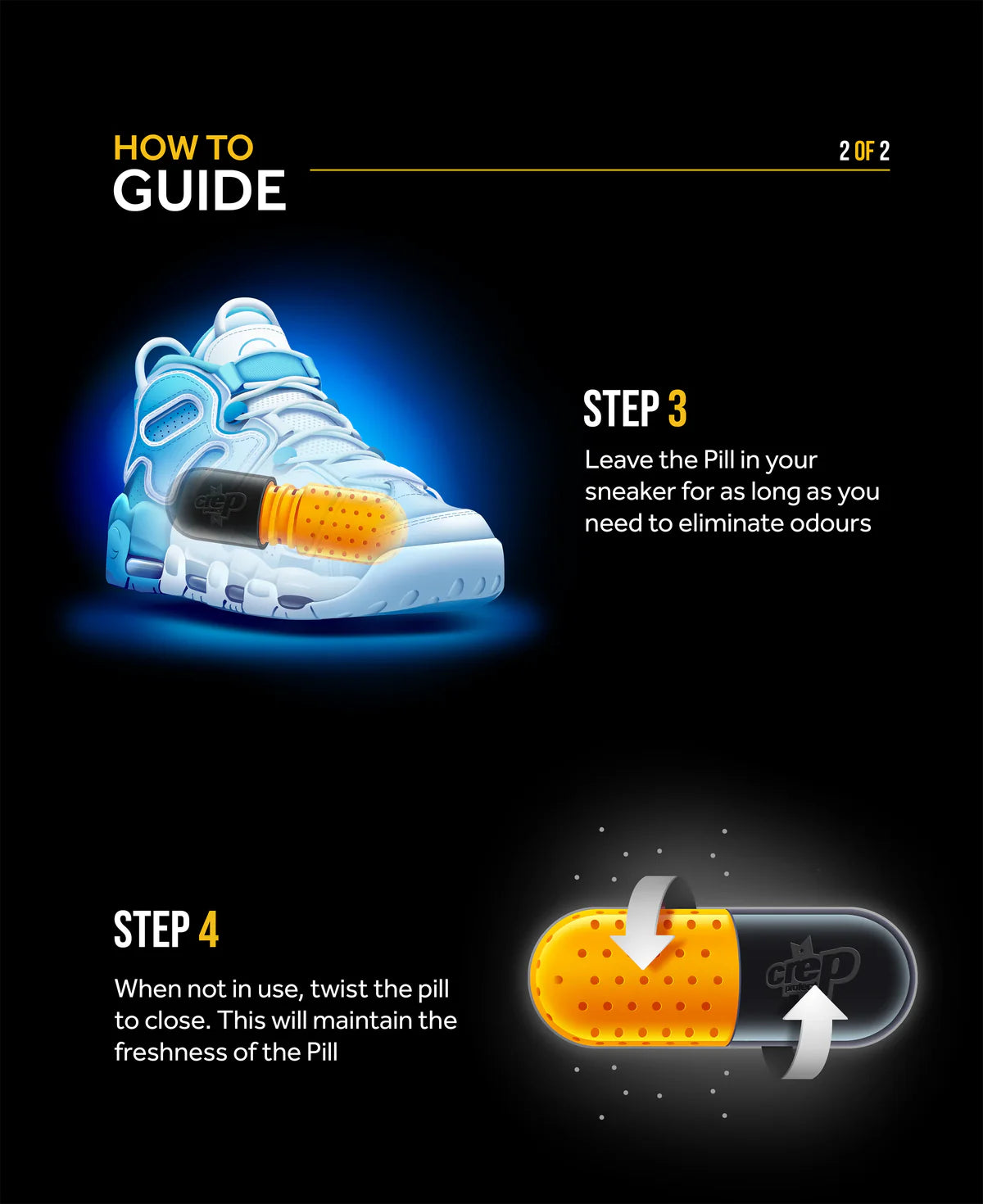 Crep Protect Pill Shoe Refresher - Ultimate Sneaker Deodorant, Odor Eliminator, Fresh Cotton Fragrance (Pack of 2)