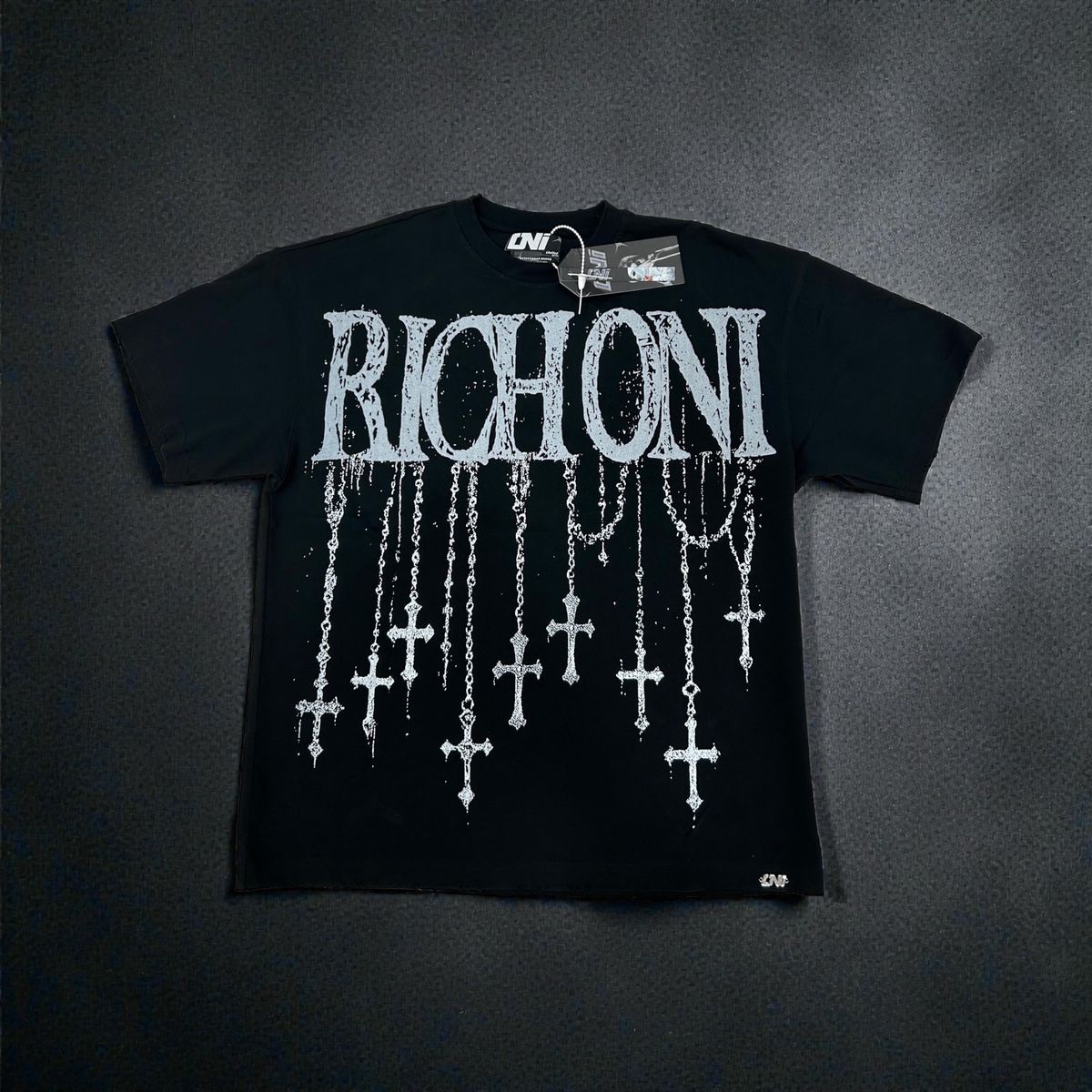 Rich Oni Cross Chains T-Shirt In Black