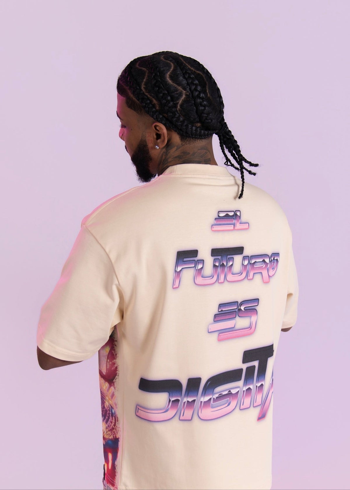 Digital Cyber Night T-Shirt In Cream