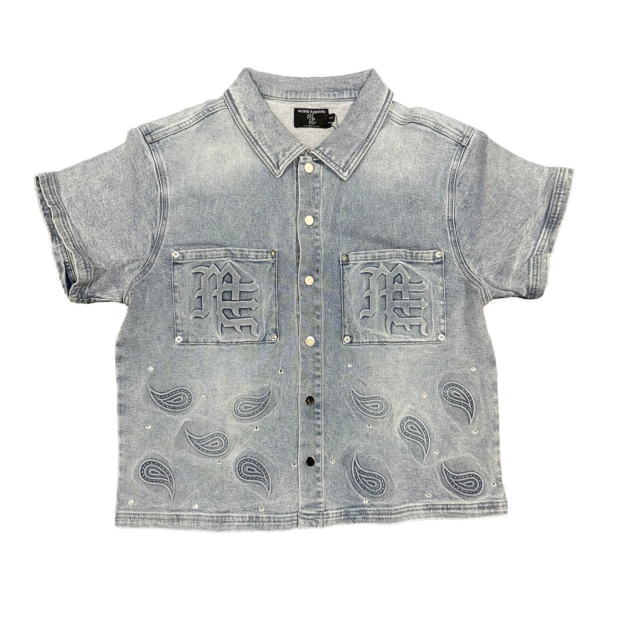 Mixed Emotion Paisley Denim Blue Shirt