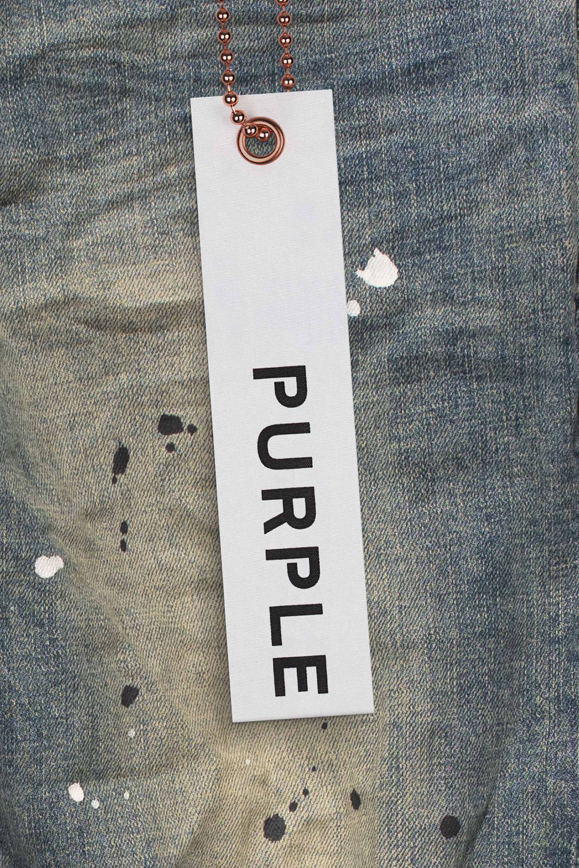 Purple Brand P002 Mid Indigo Destroy Paint Jeans (P002-MID)